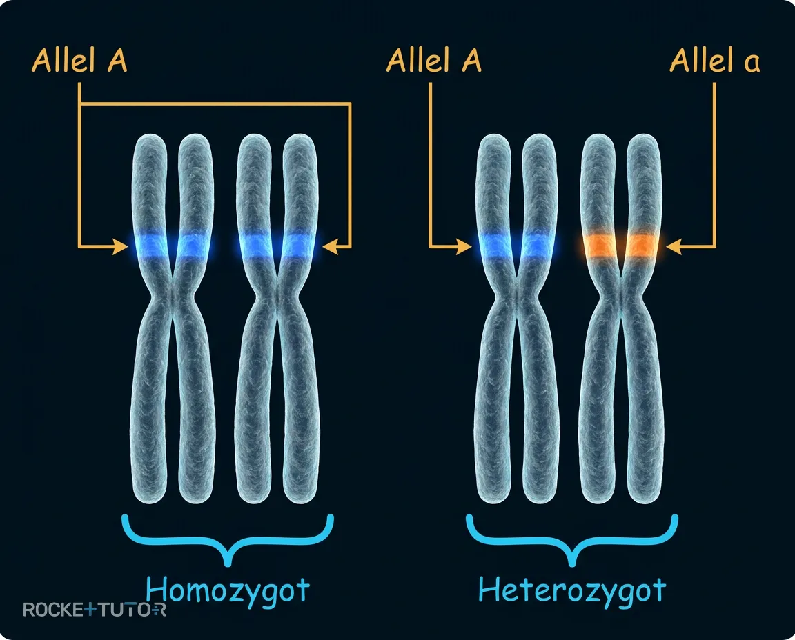 Homozygot und heterozygot Chromosomenpaare
