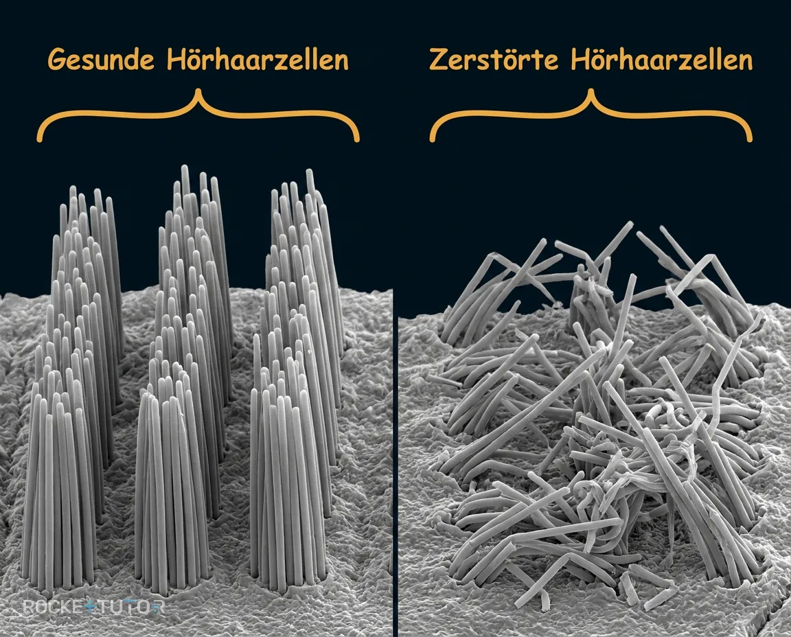 Schallwellen treffen auf Hörhaarzellen