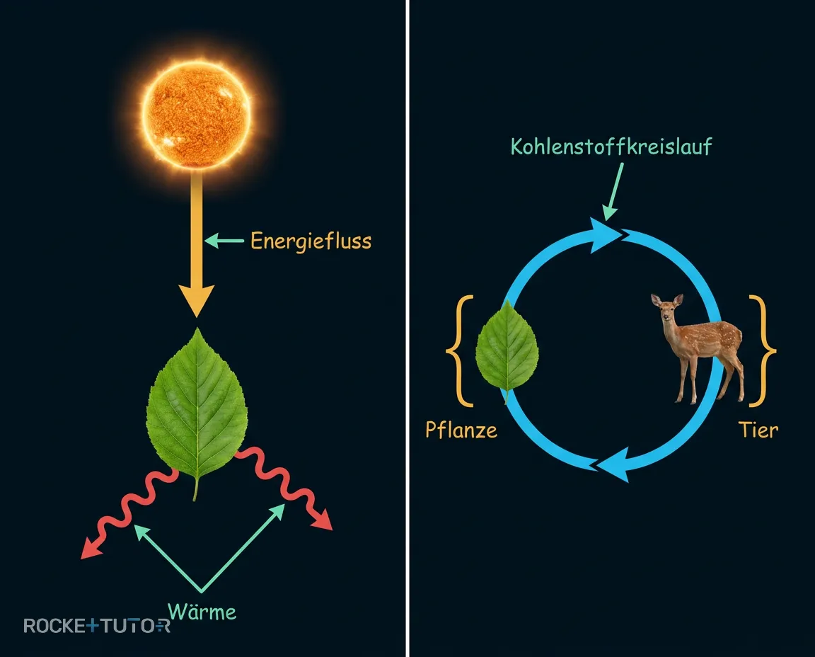 Kreislauf vs Einbahnstraße Diagramm