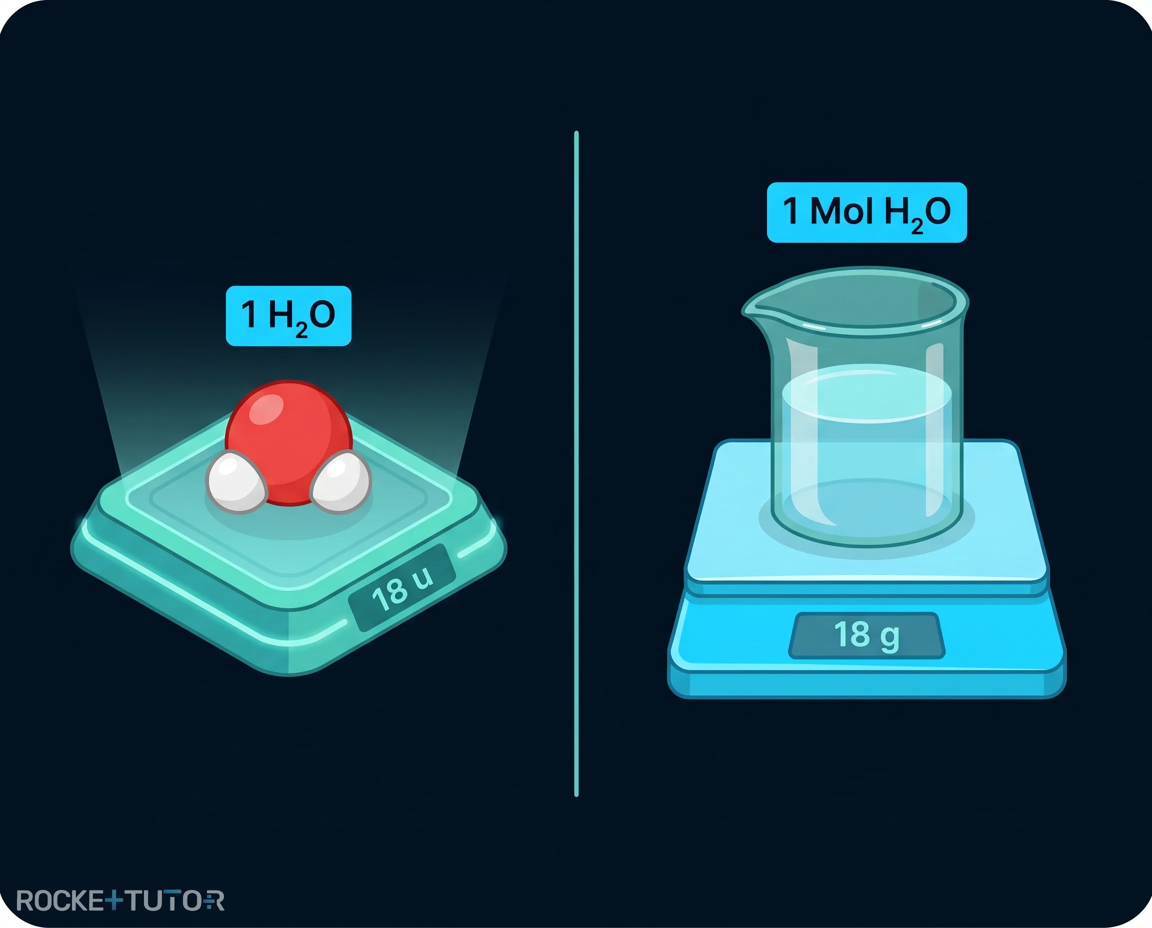 Waage mit Wassermolekülen