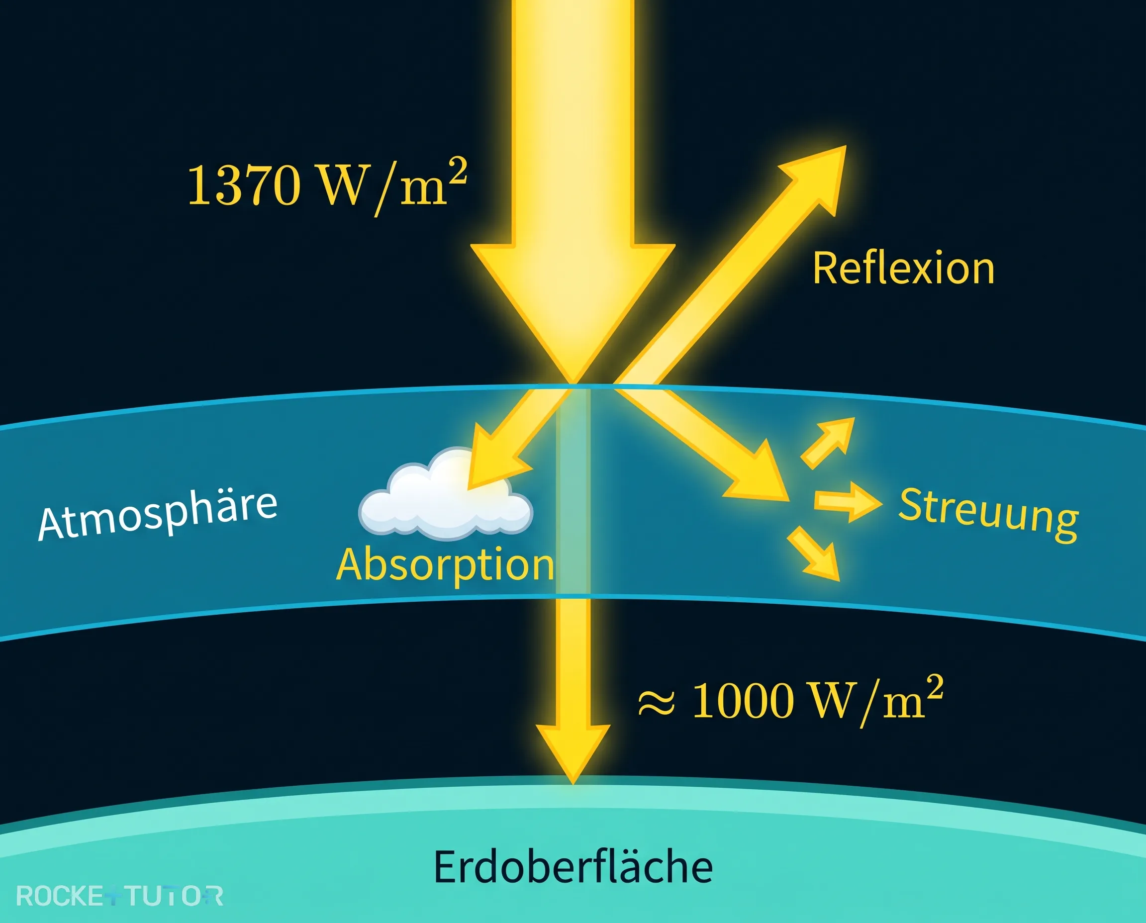 Sonnenstrahlung trifft auf Erdatmosphäre