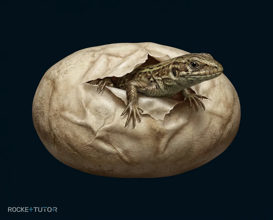Reptilienbaby schlüpft aus weichem Ei