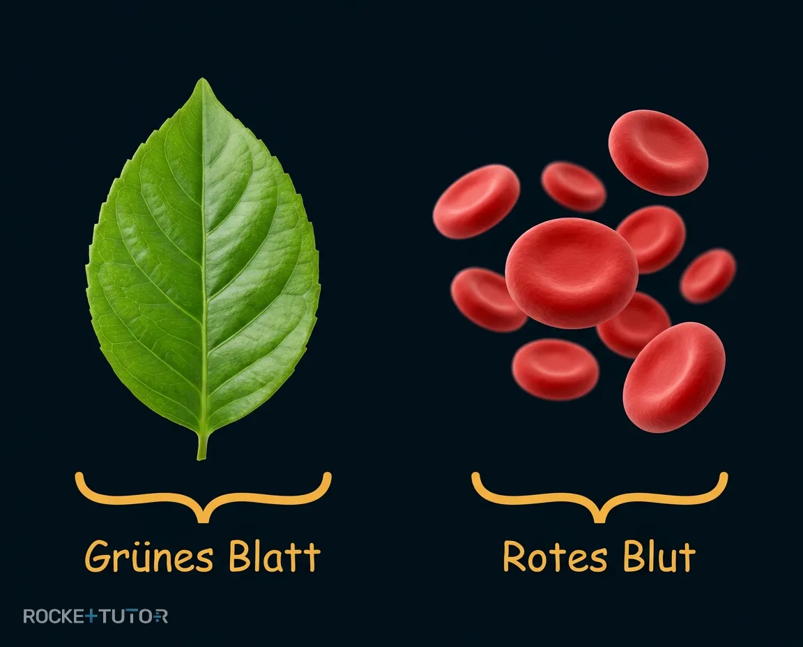 Grünes Blatt und rotes Blut