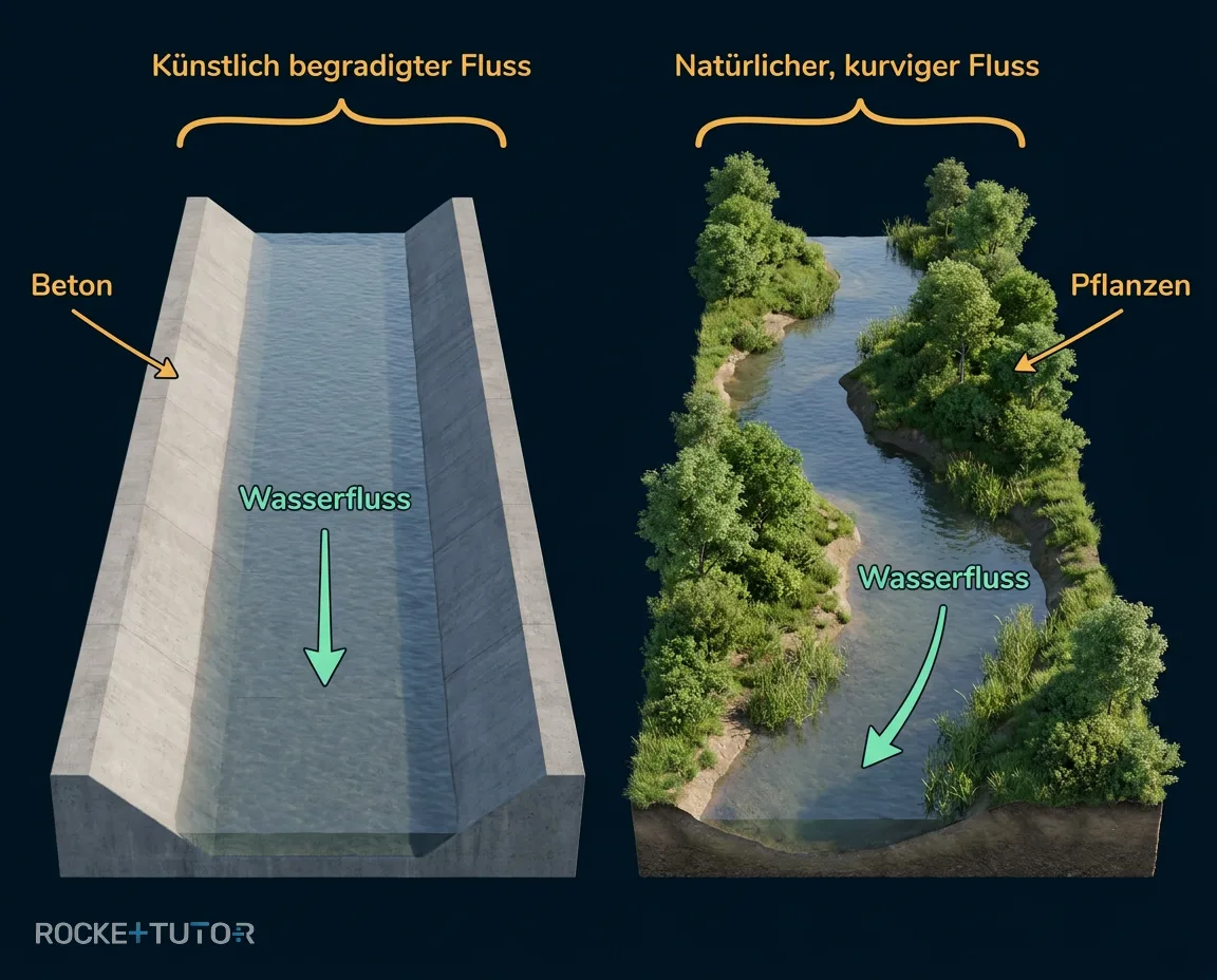 Vergleich natürlicher und künstlicher Fluss