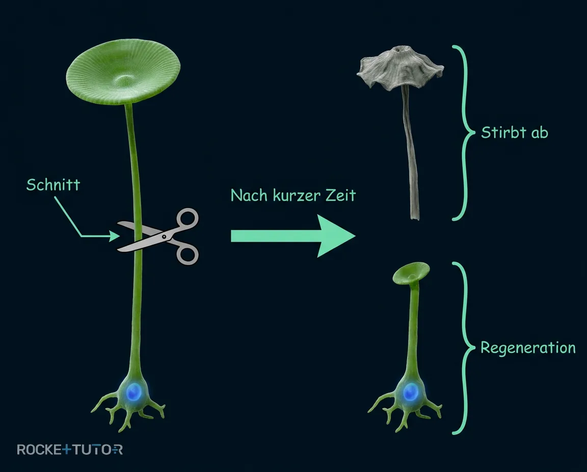 Zerschneiden der Schirmalge Experiment