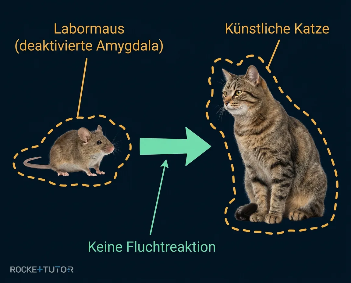 Maus ohne Angst vor Katze