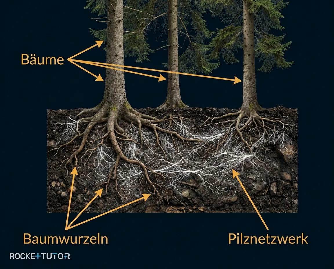 Pilznetzwerk im Waldboden