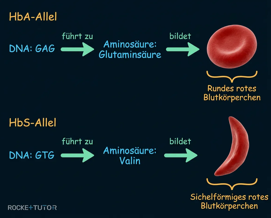 Sichelzelle und normale Blutzelle