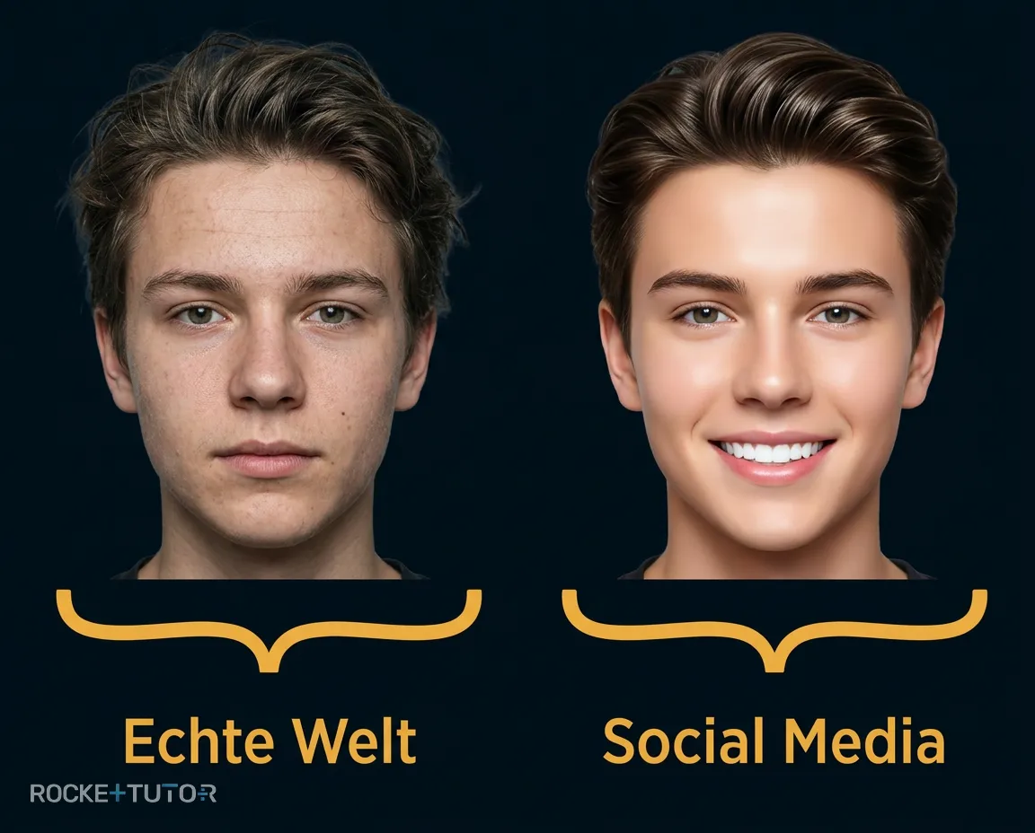 Mädchen schaut kritisch auf Smartphone