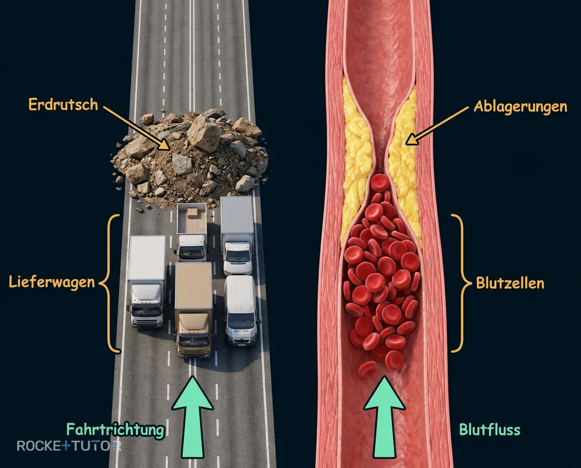 Verstopfte Autobahn als Metapher
