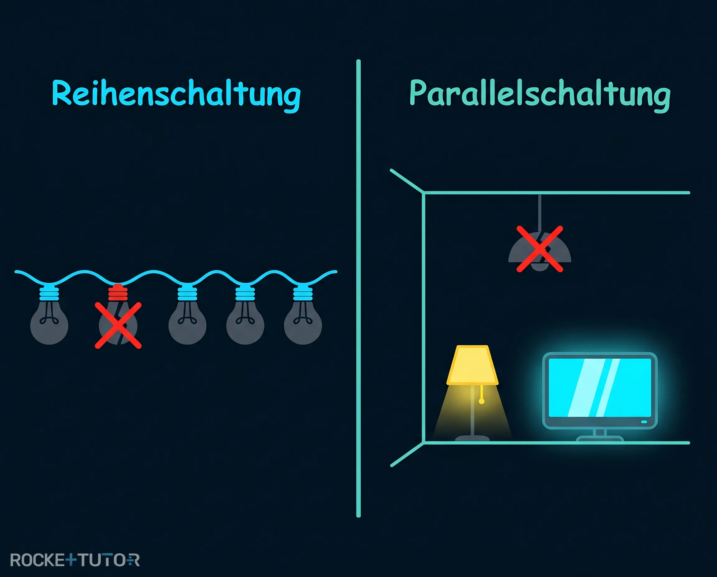 Lichterkette mit kaputter Lampe