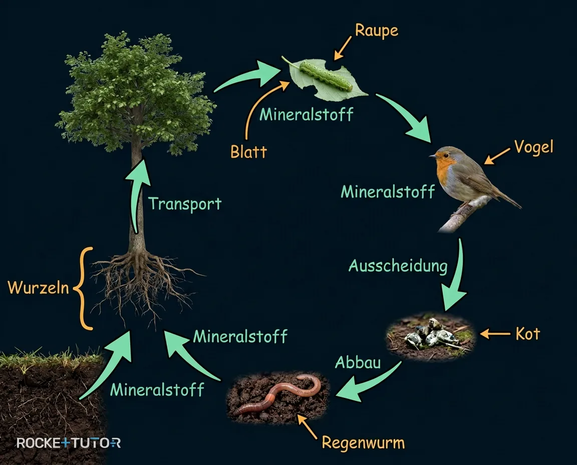 Nahrungskette Baum Raupe Vogel