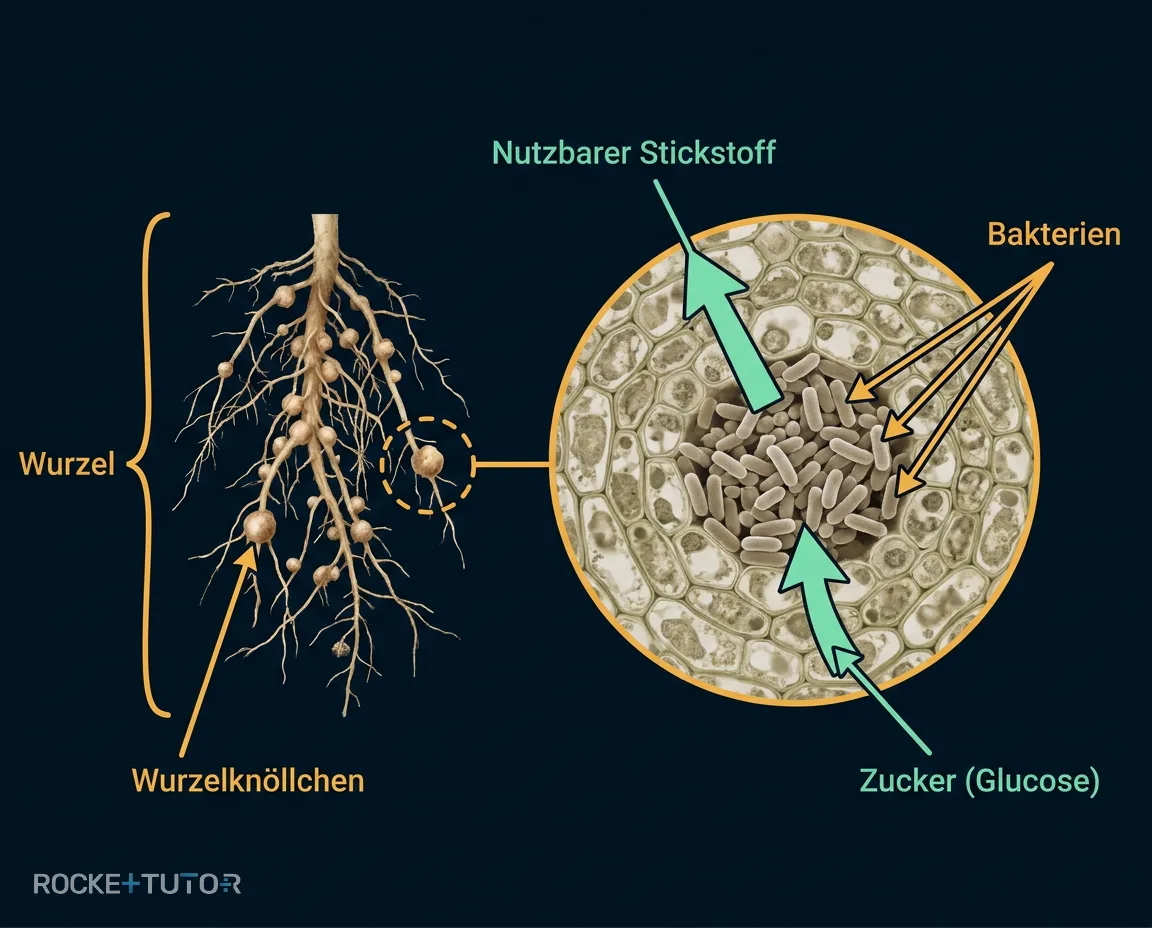Symbiose zwischen Pflanze und Bakterien