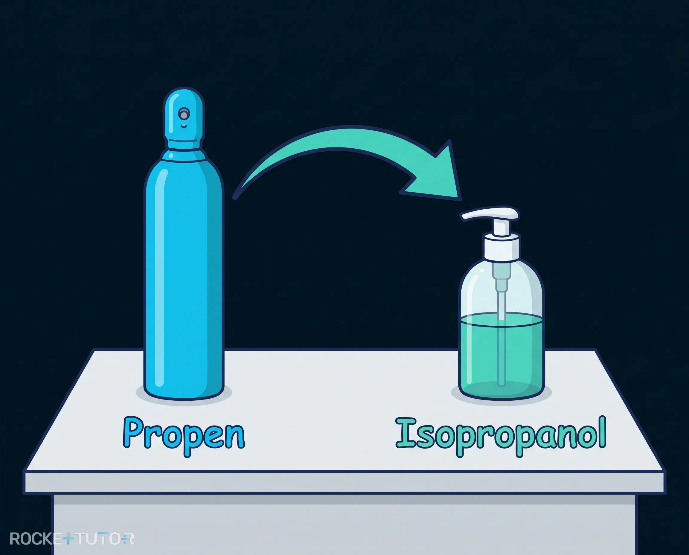 Strukturformel Propen und Isopropanol