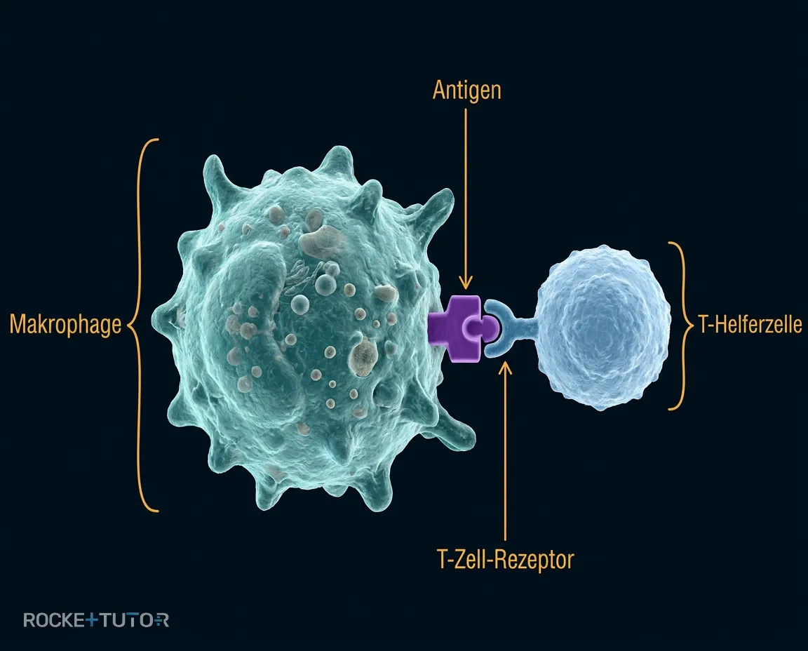 T-Helferzelle bindet an Makrophage