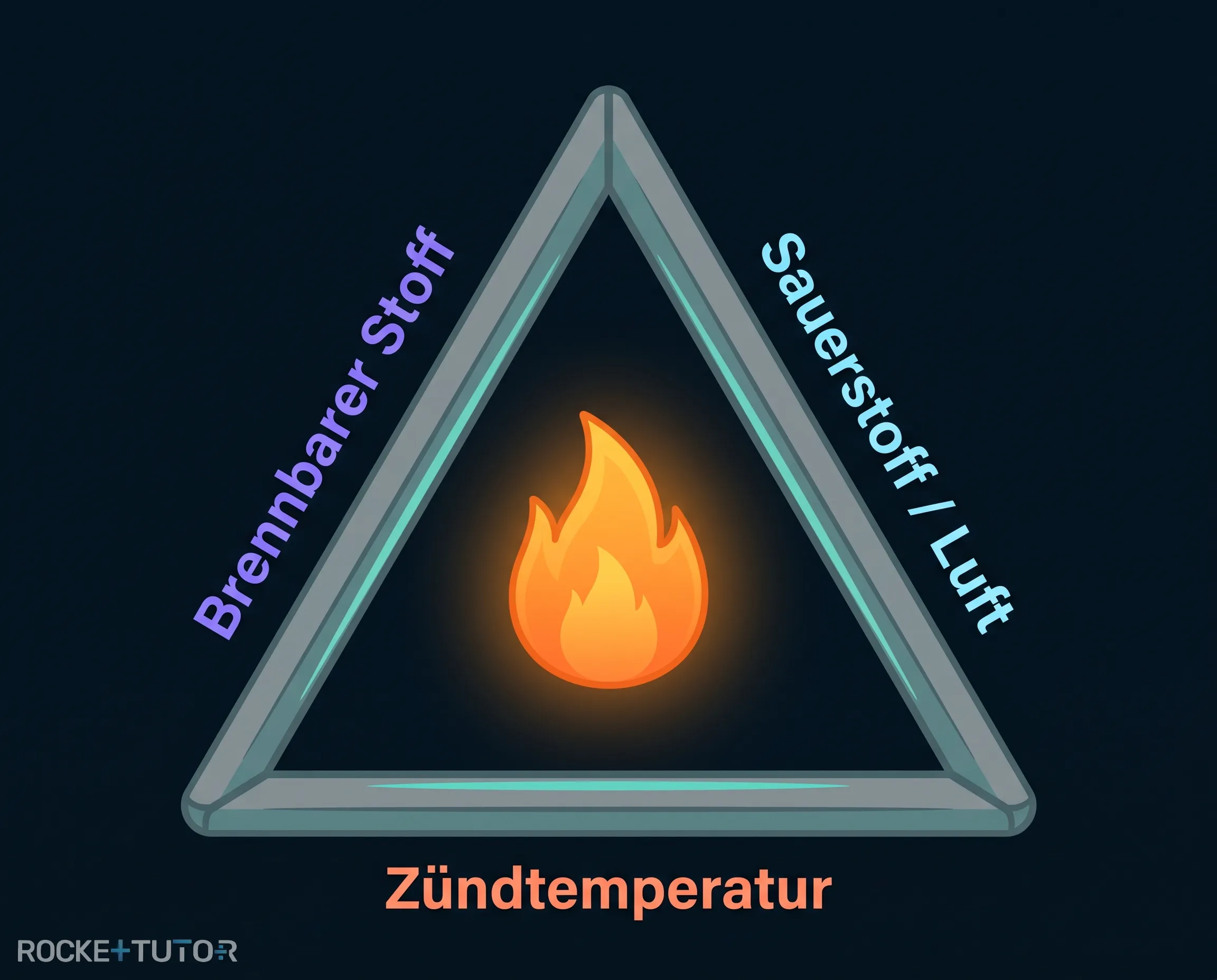 Das Verbrennungsdreieck mit drei Bedingungen