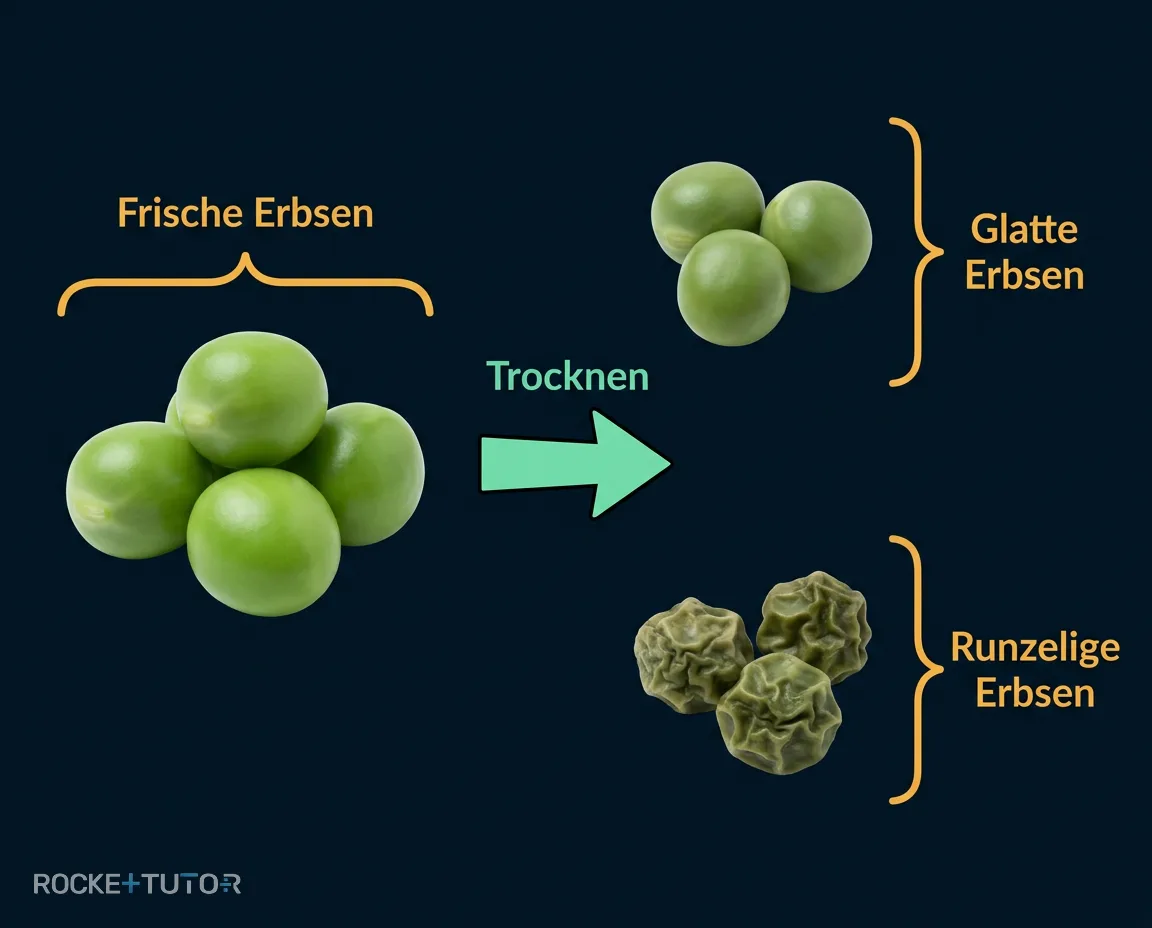 Frische und getrocknete Erbsen