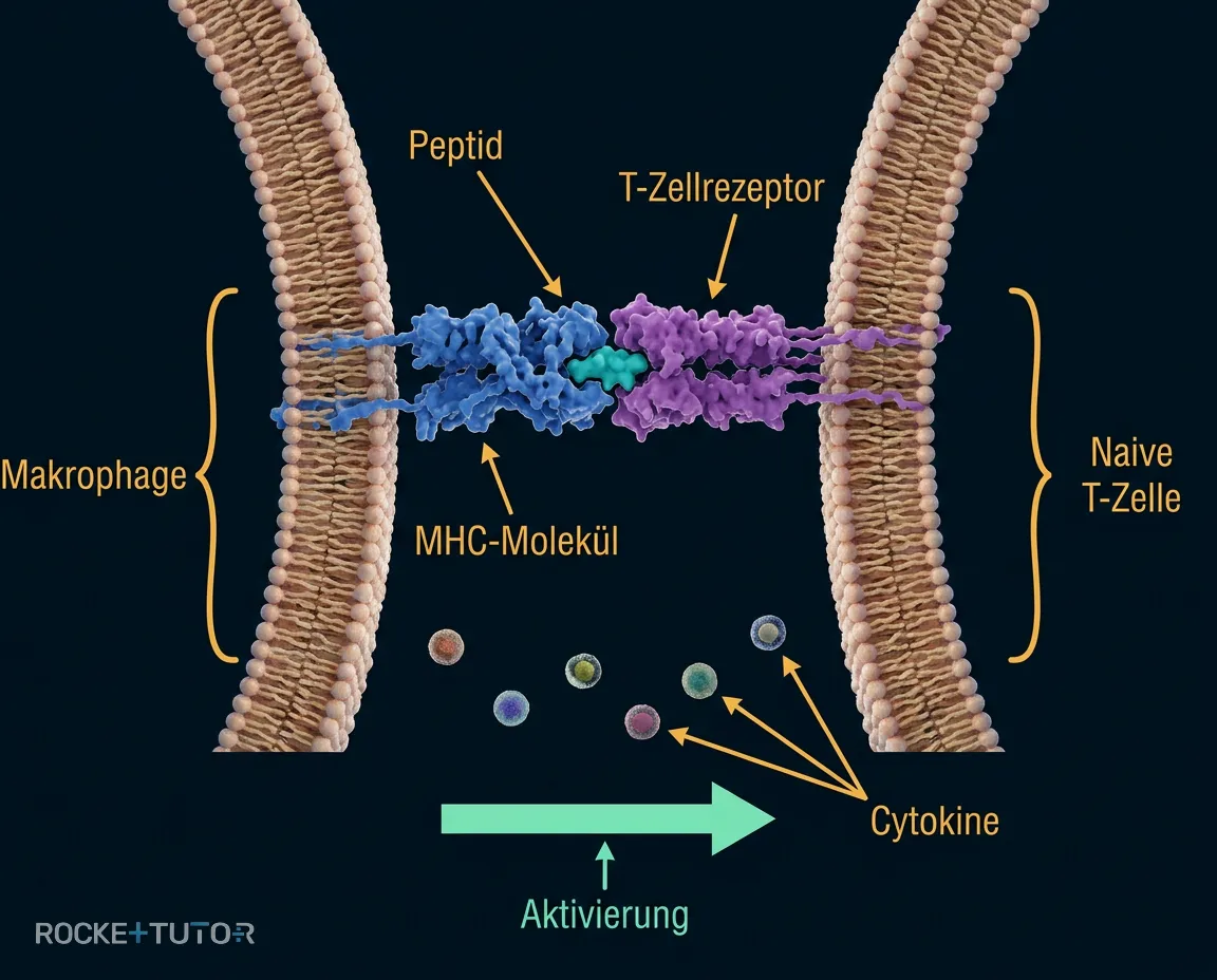 T-Zellrezeptor bindet an MHC-Molekül