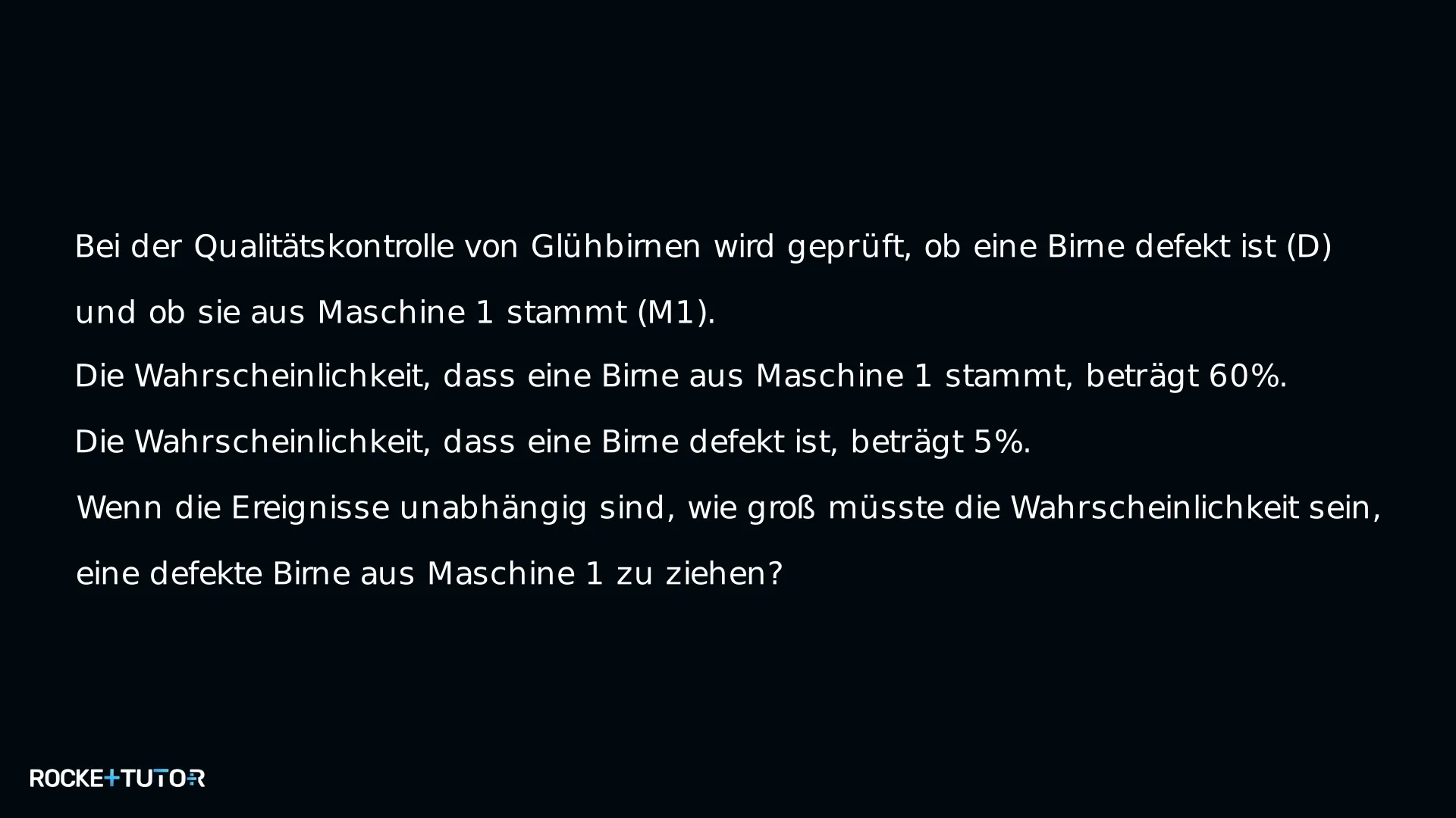 Vierfeldertafel Qualitätskontrolle Glühbirnen Maschine und Defekt