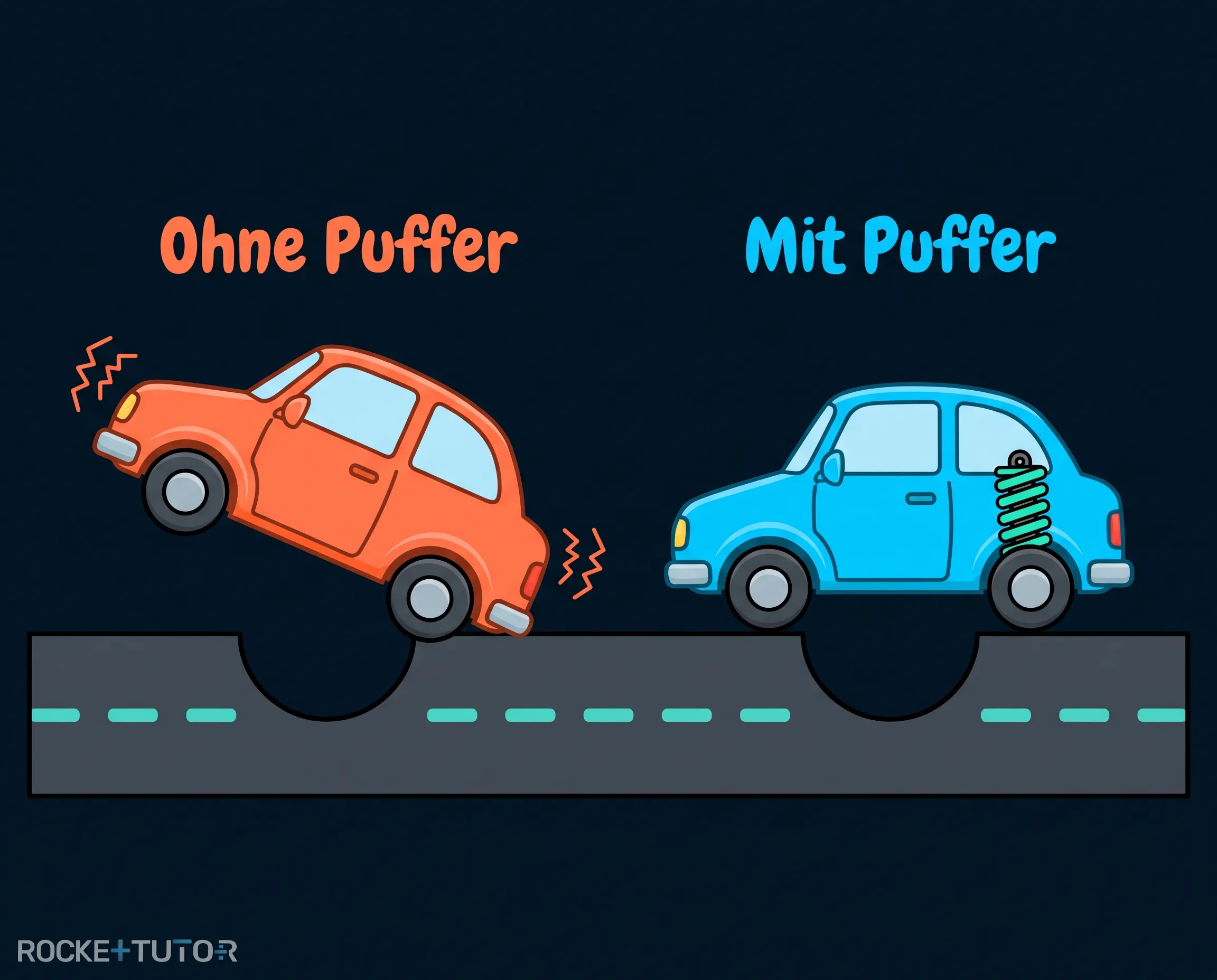 Auto mit Stoßdämpfer als Analogie