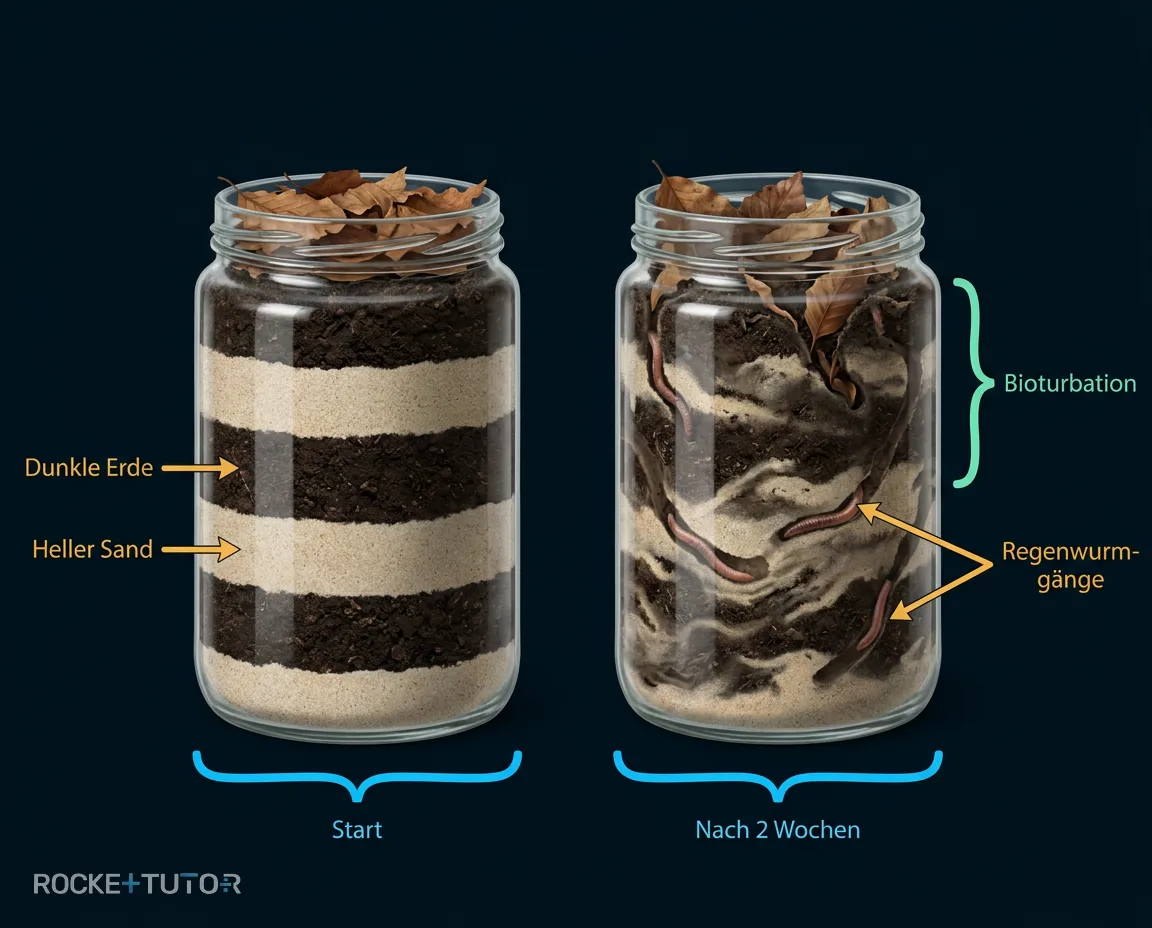 Regenwürmer im Einmachglas Experiment