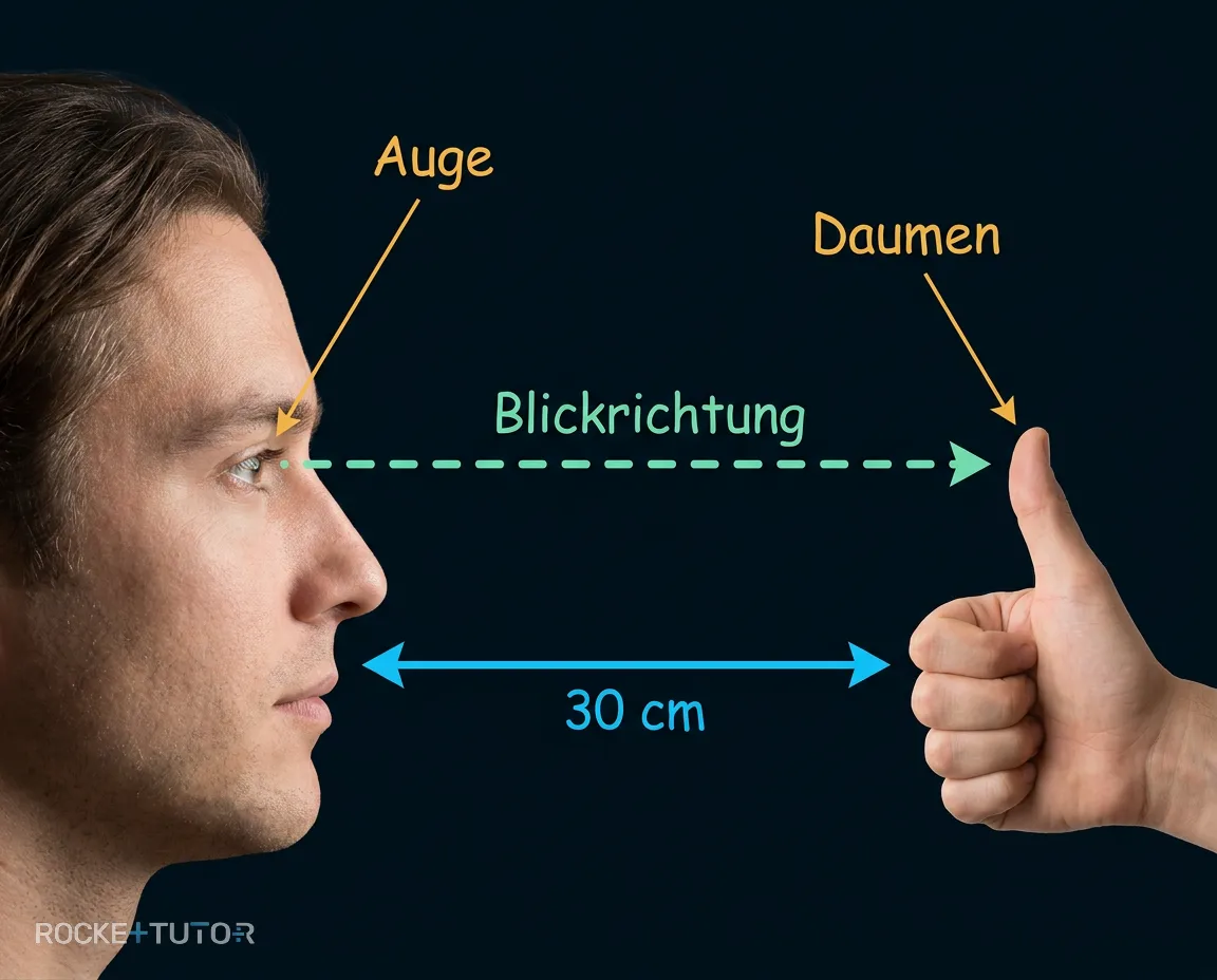 Daumen-Experiment zur Akkommodation