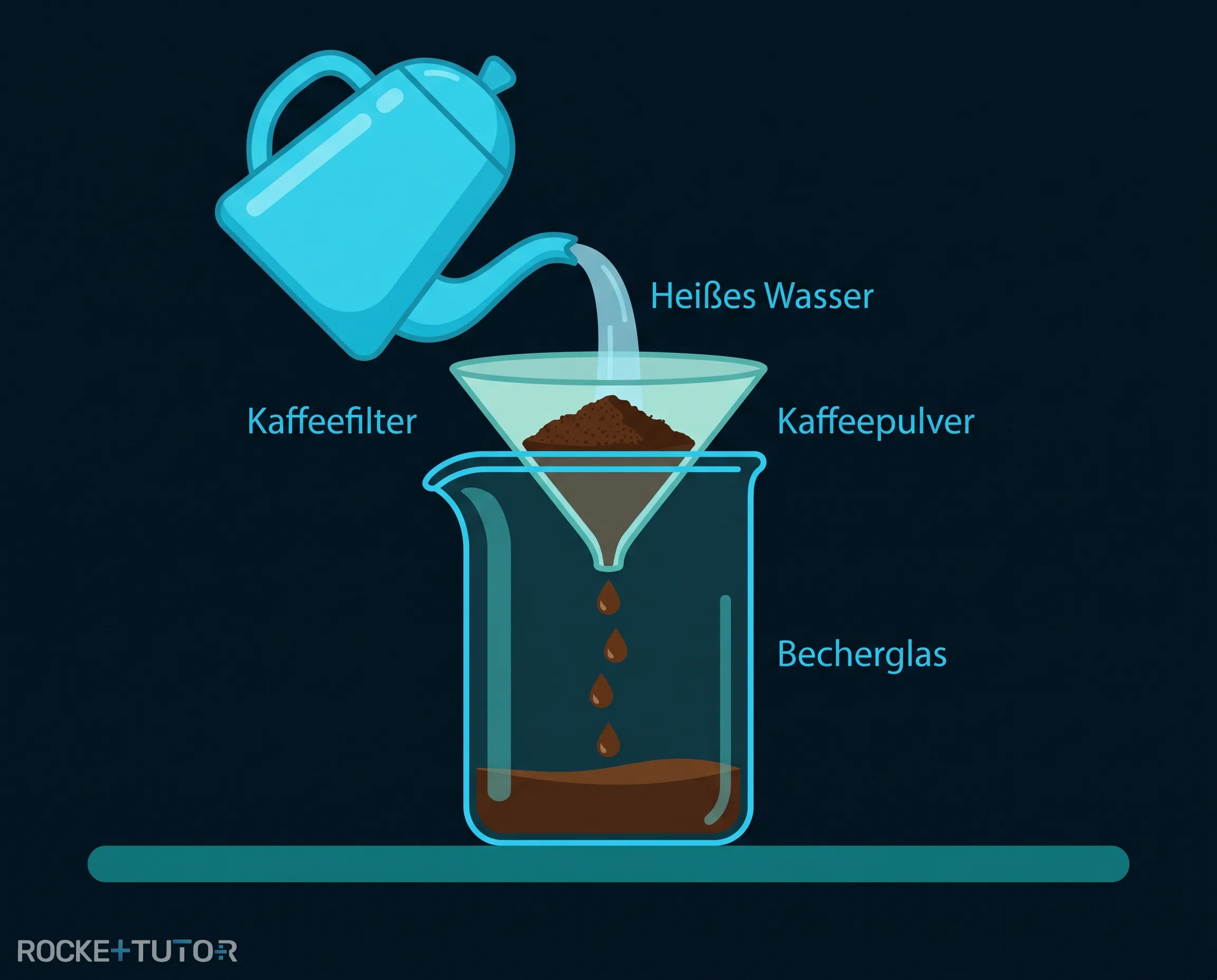 Kaffeefilter mit heißem Wasser