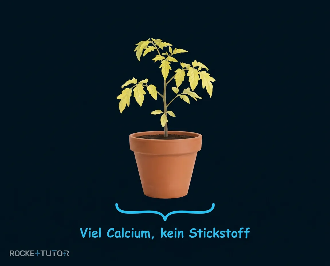Tomatenpflanze mit Mangelerscheinungen