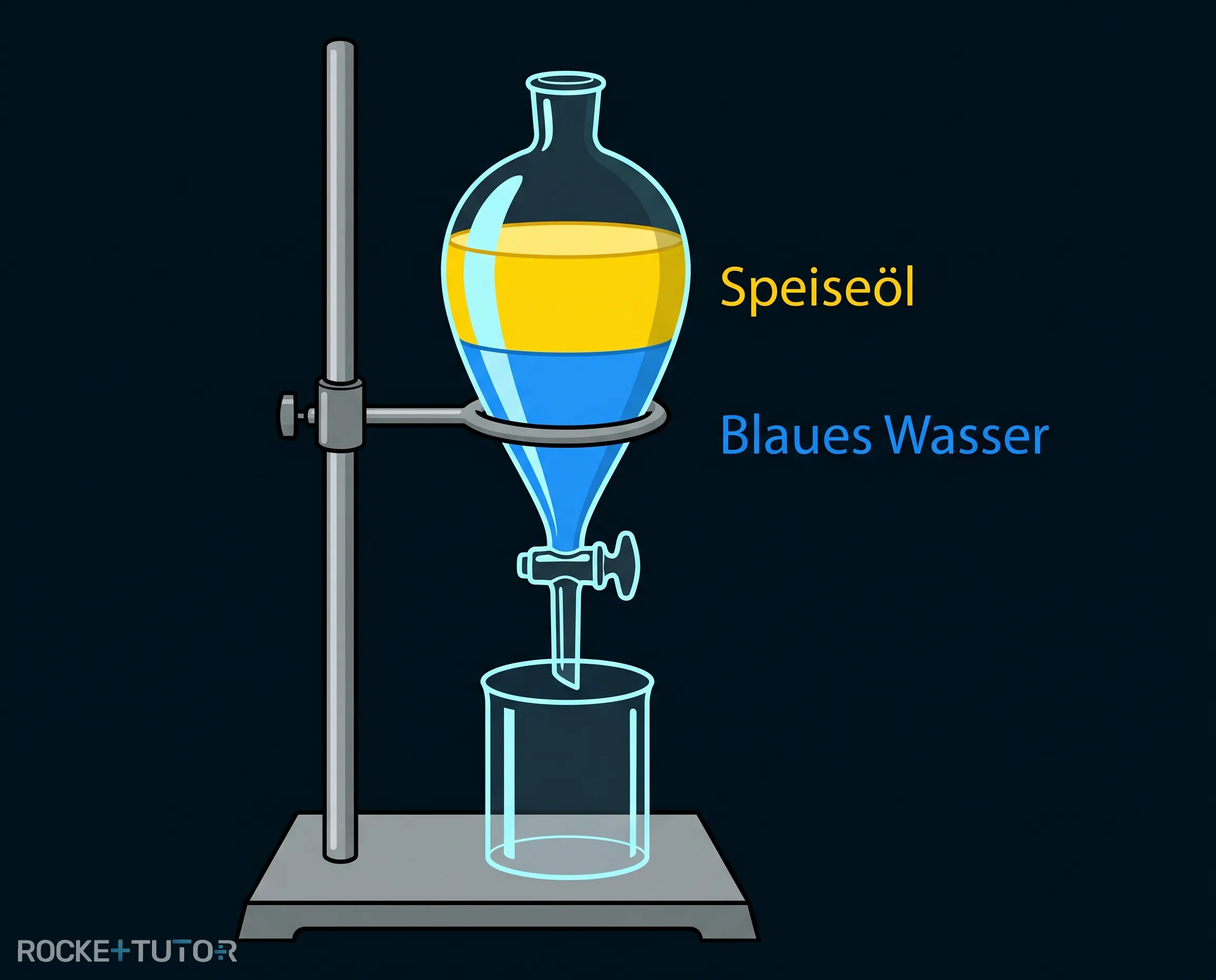 Öl und Wasser im Scheidetrichter