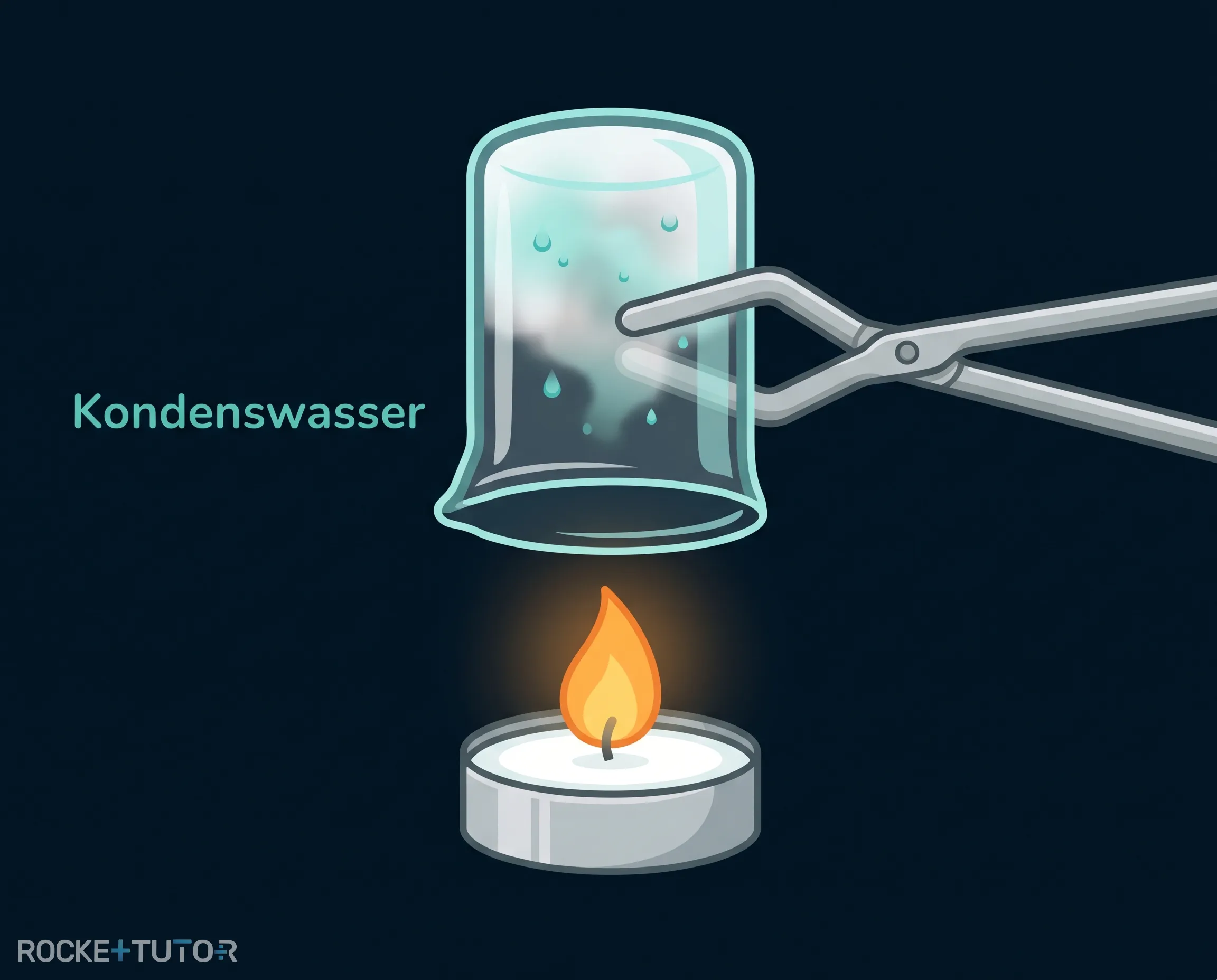 Becherglas über einer Kerze
