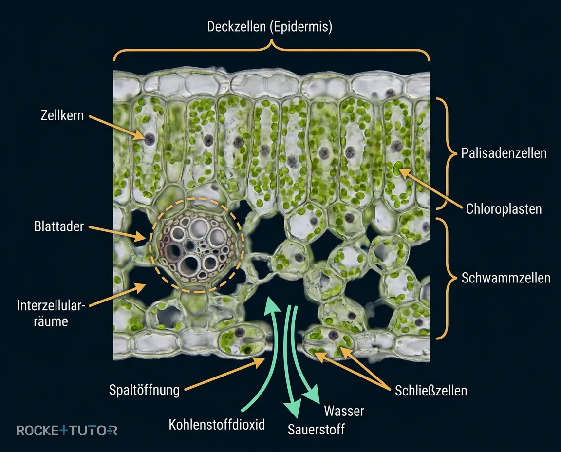 Palisadenzellen im Blattquerschnitt