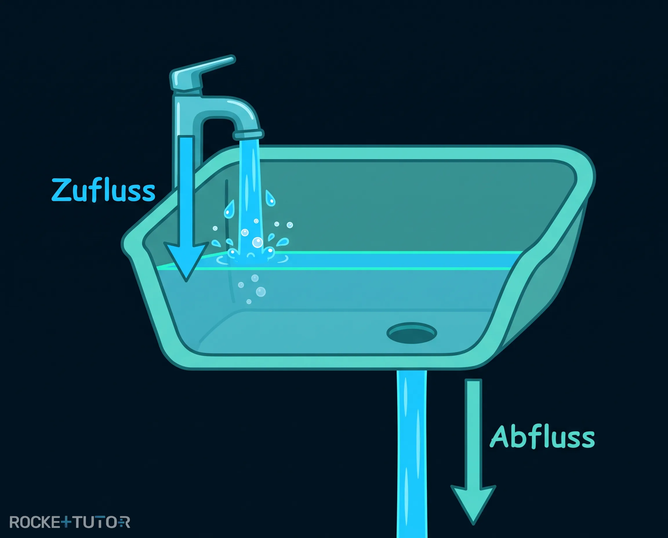 Badewanne mit einlaufendem und ablaufendem Wasser