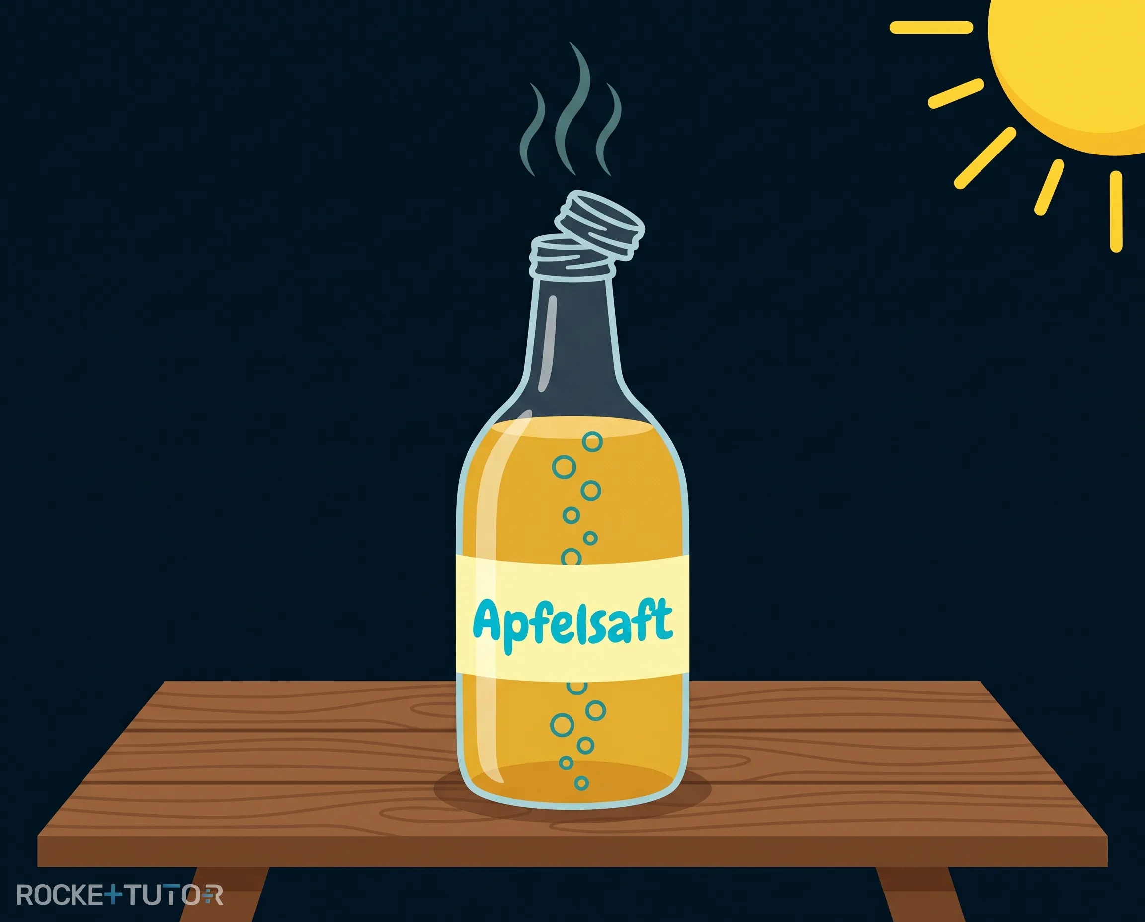 Gärender Apfelsaft in einer Flasche