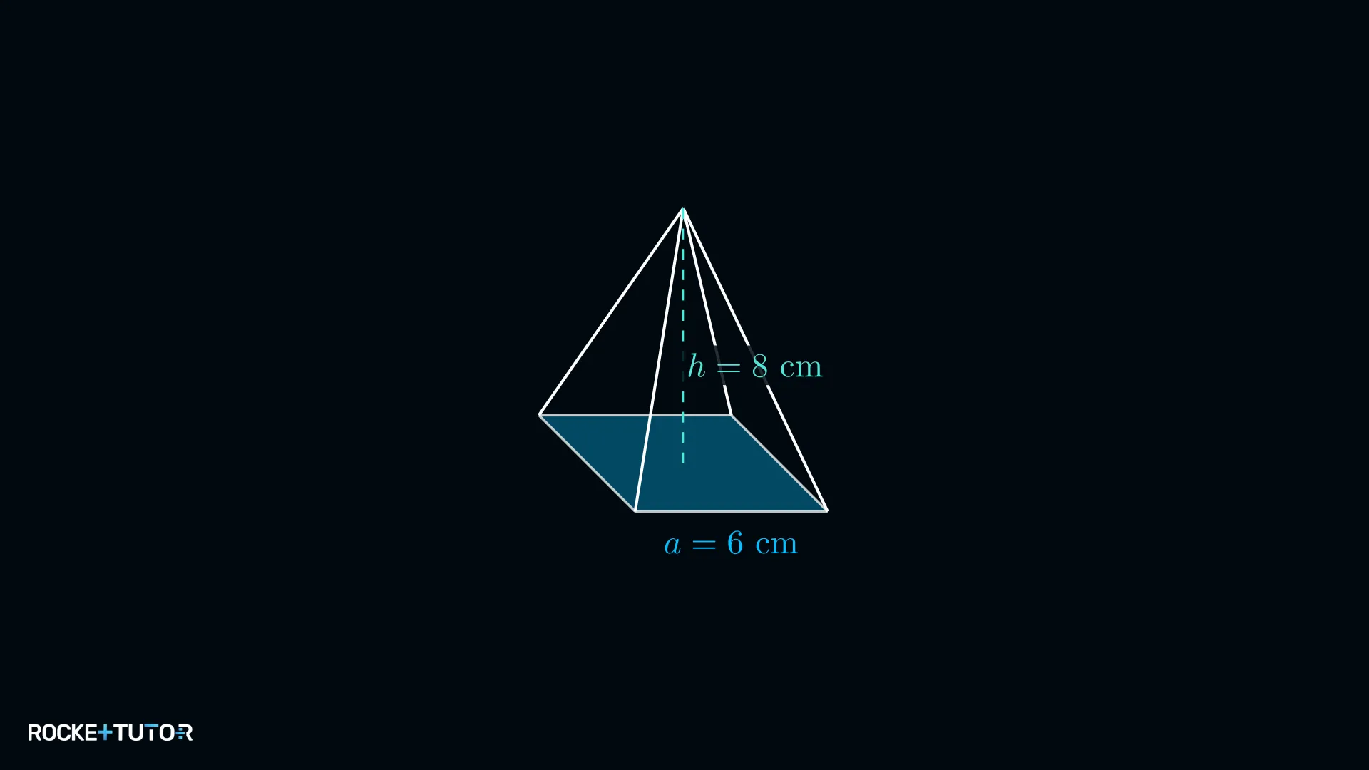 Quadratische Pyramide mit Grundseite 6 cm und Höhe 8 cm