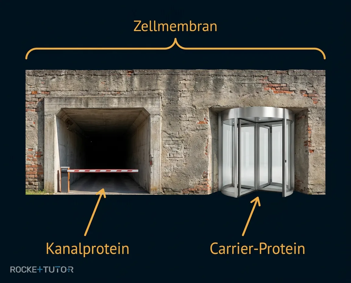 Zellmembran mit Kanal und Carrier