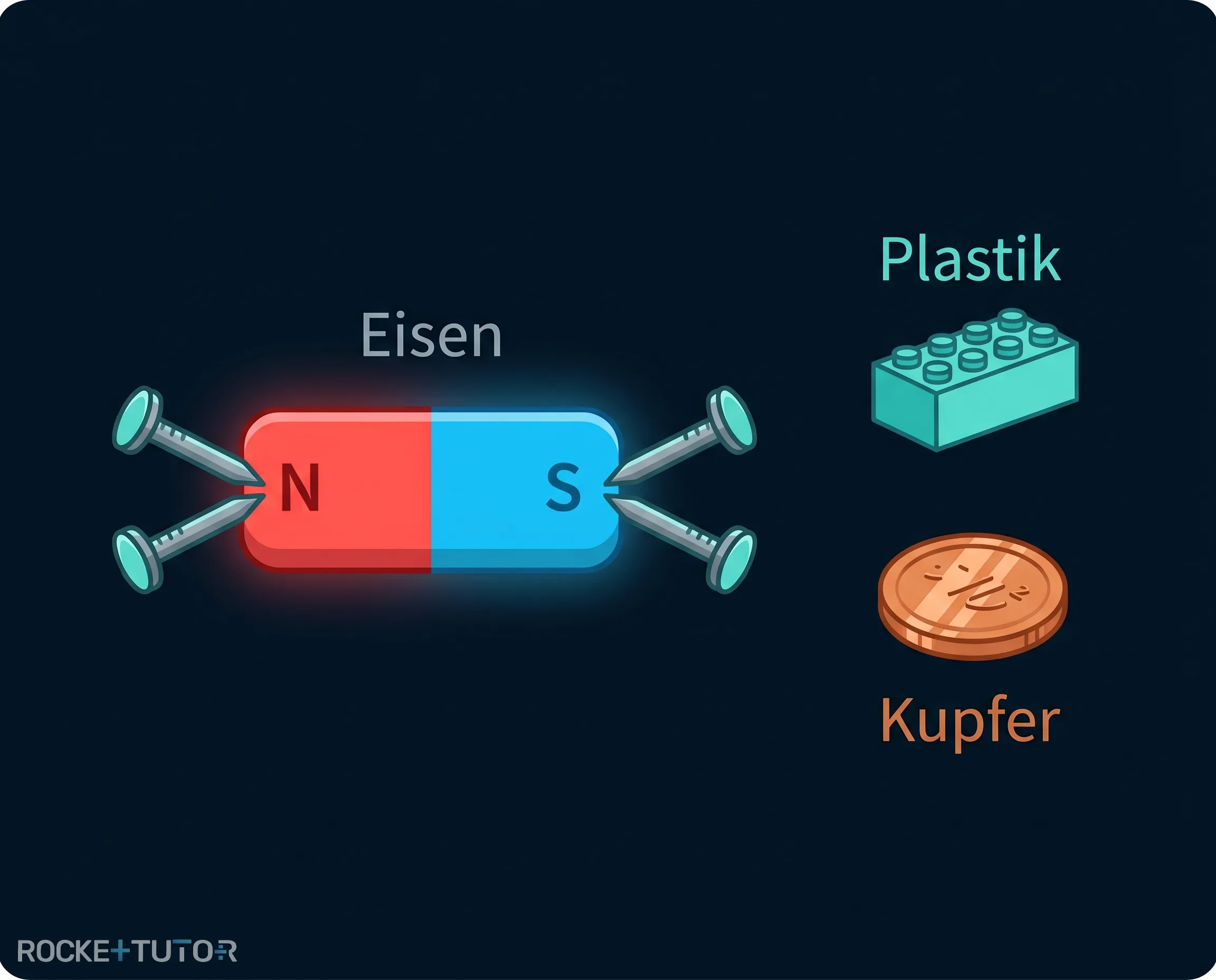 Hufeisenmagnet zieht Nägel an