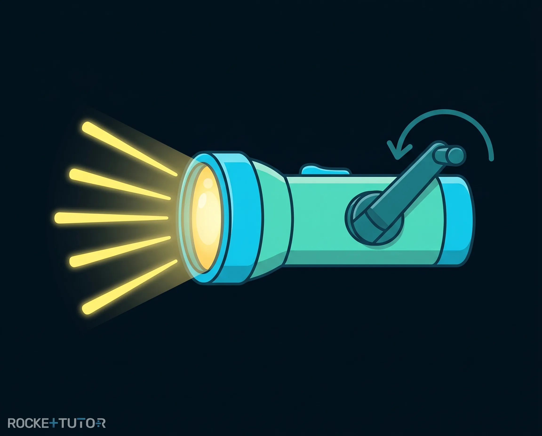 Kurbeltaschenlampe leuchtet auf