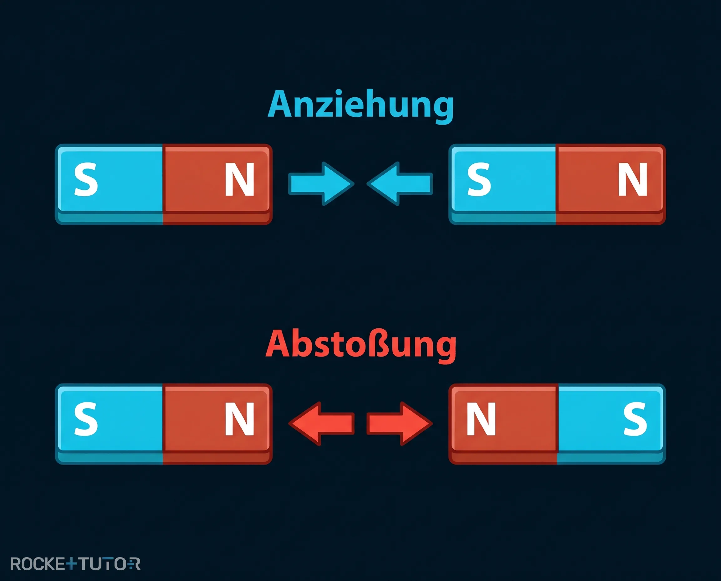 Zwei Stabmagnete stoßen sich ab