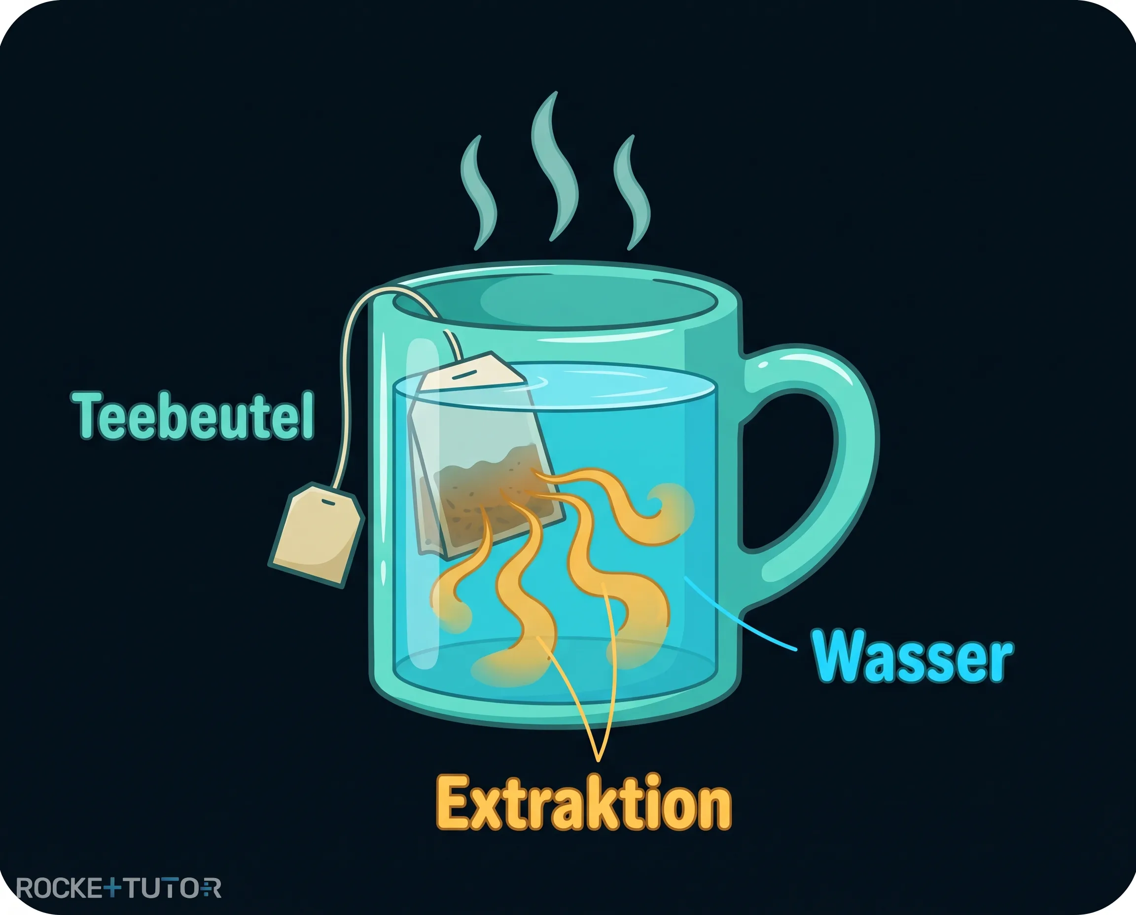 Teebeutel in heißem Wasser