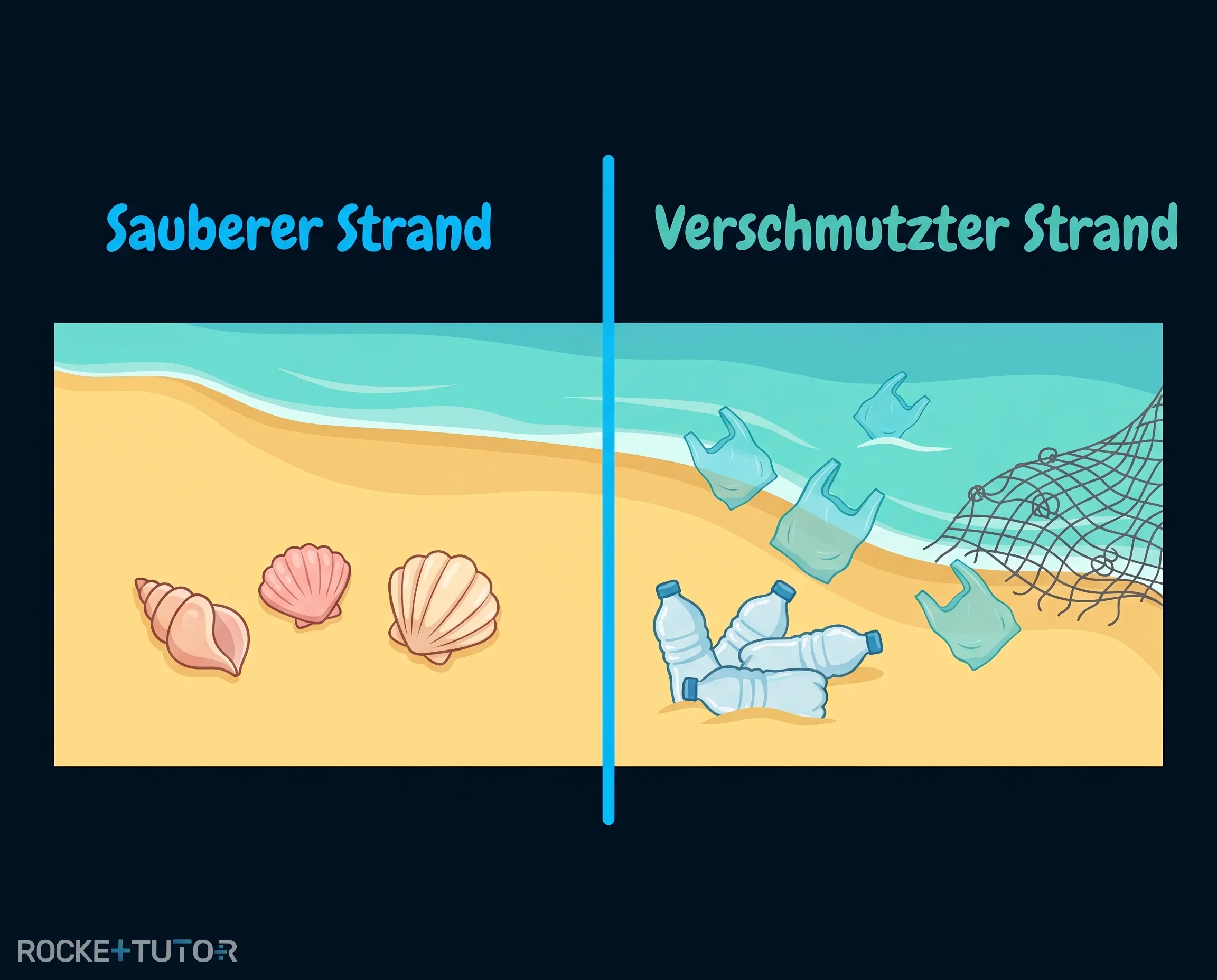 Plastikmüll an einem Sandstrand