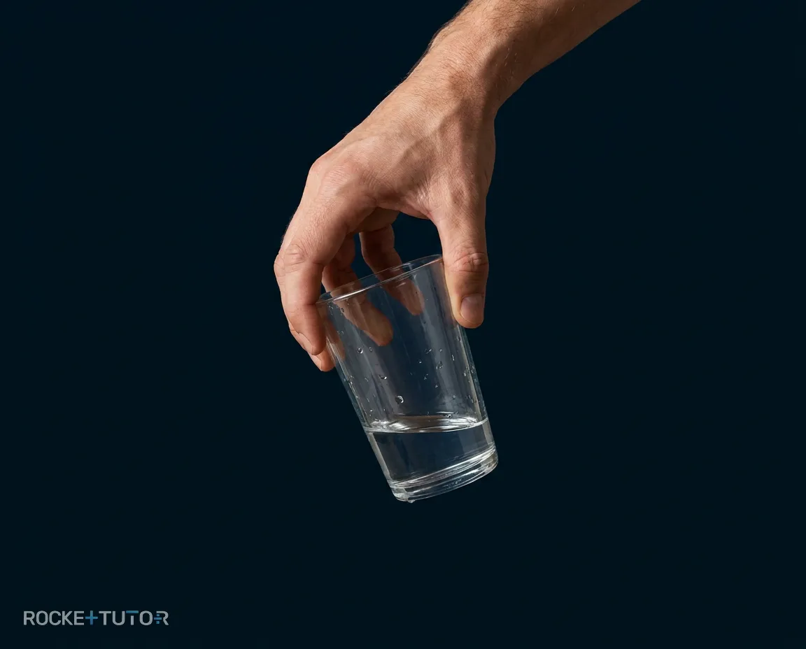 Hand fängt fallendes Glas