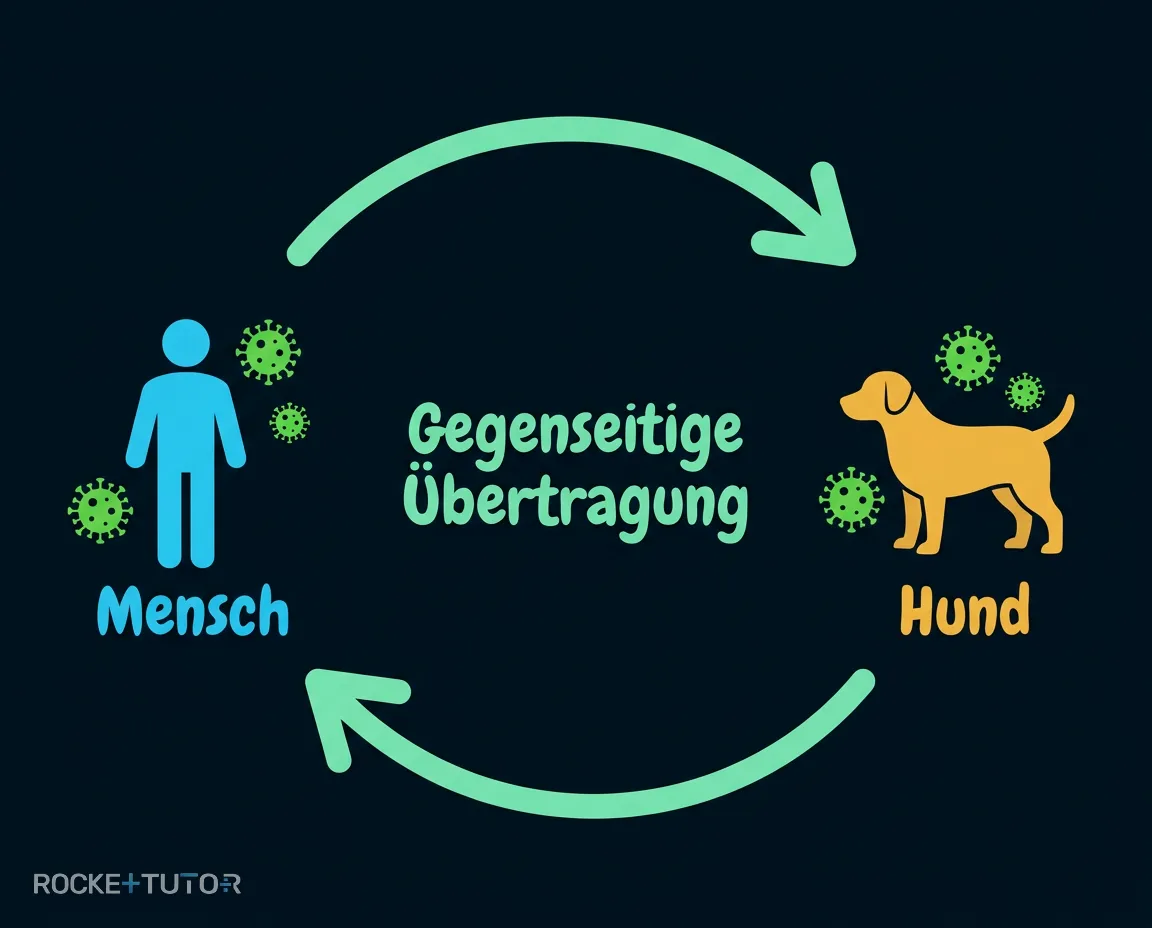 Hund und Mensch mit Virus