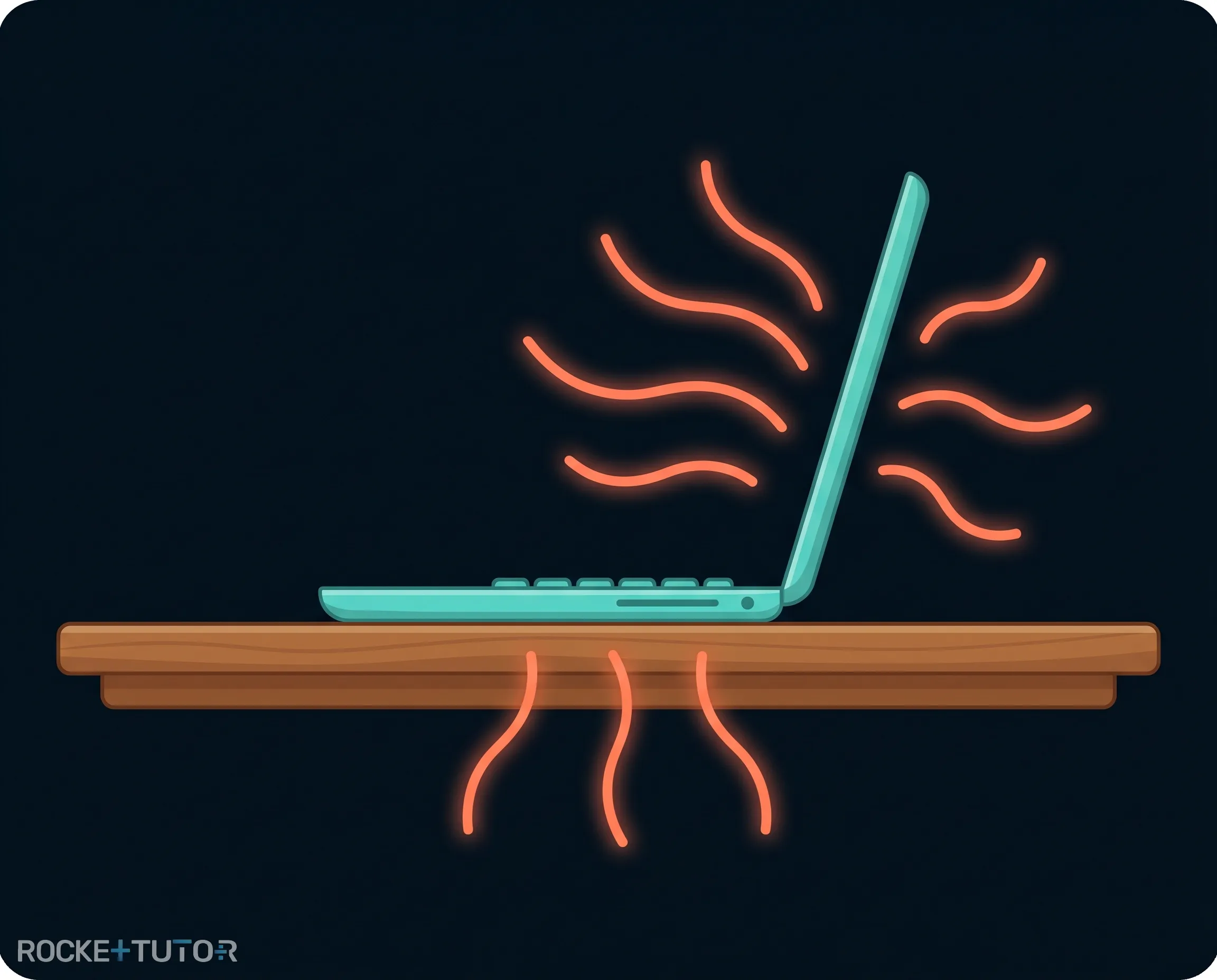 Heißer Laptop auf Schreibtisch