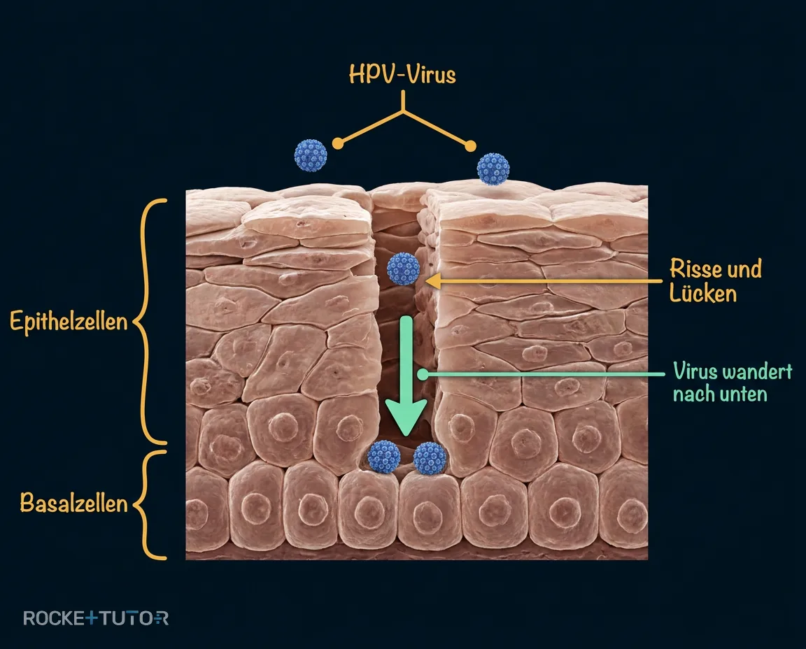 Infektionsweg von HPV in Basalzellen