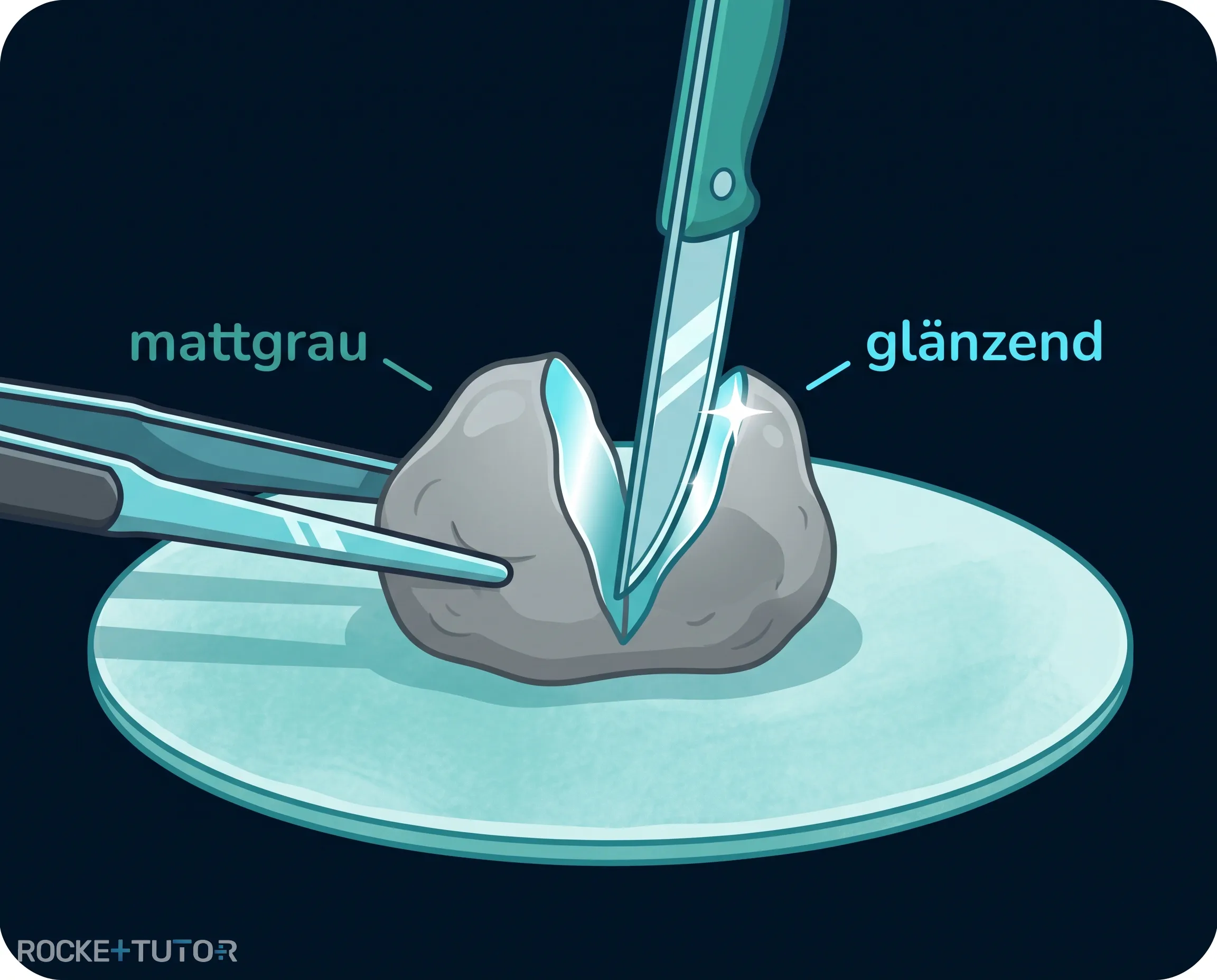 Natrium wird mit Messer geschnitten