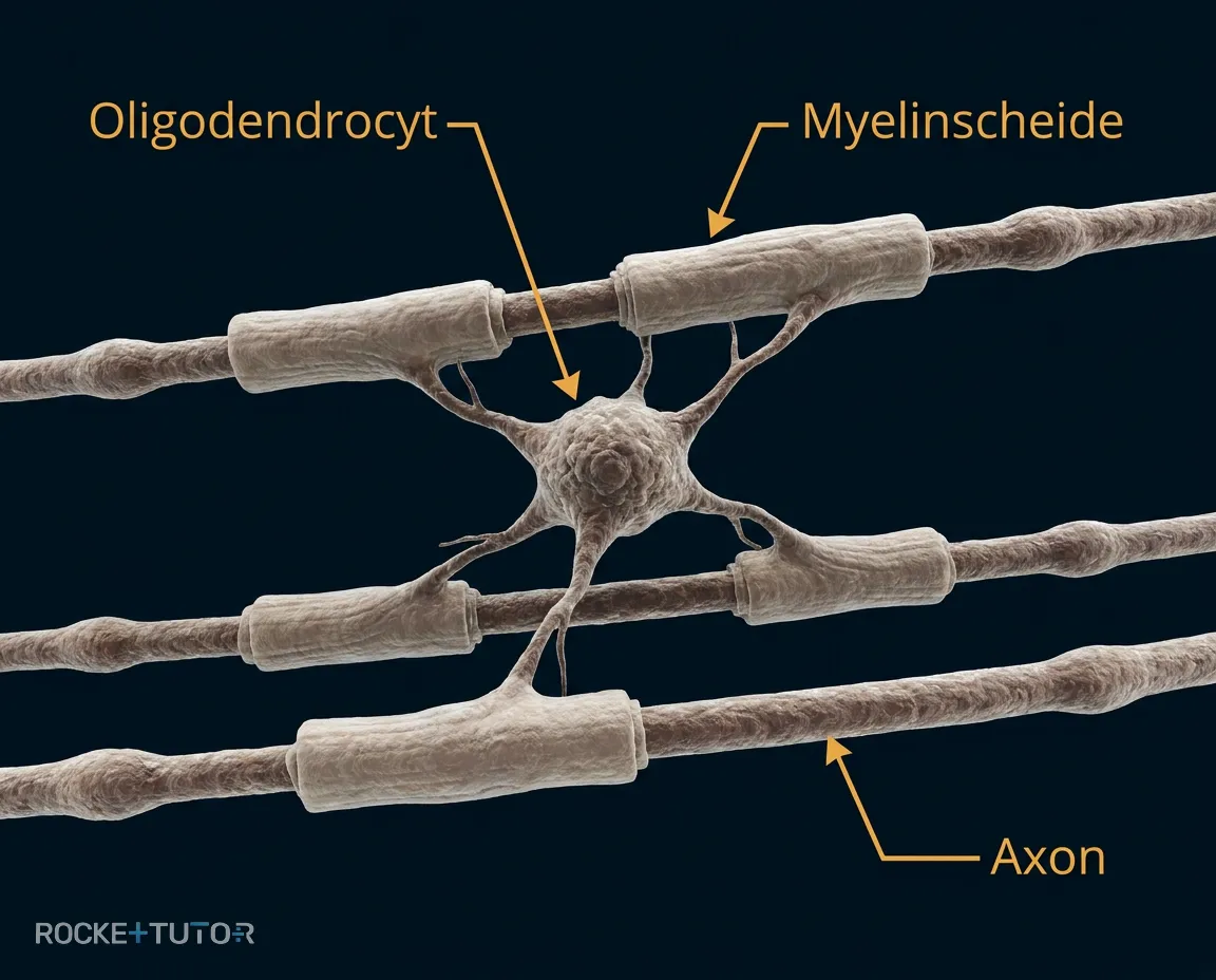 Oligodendrocyten umwickeln mehrere Axone