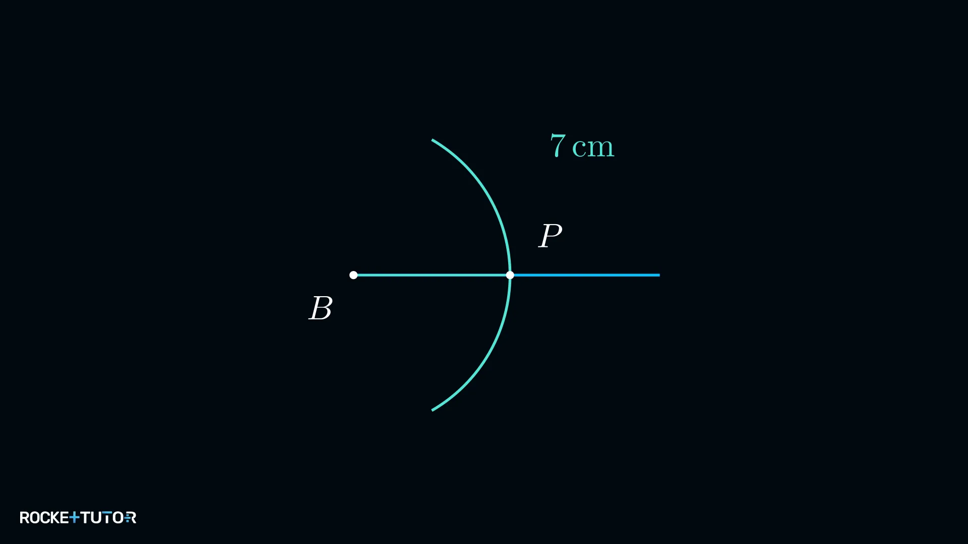 Kreisbogen um B mit Radius 7 cm