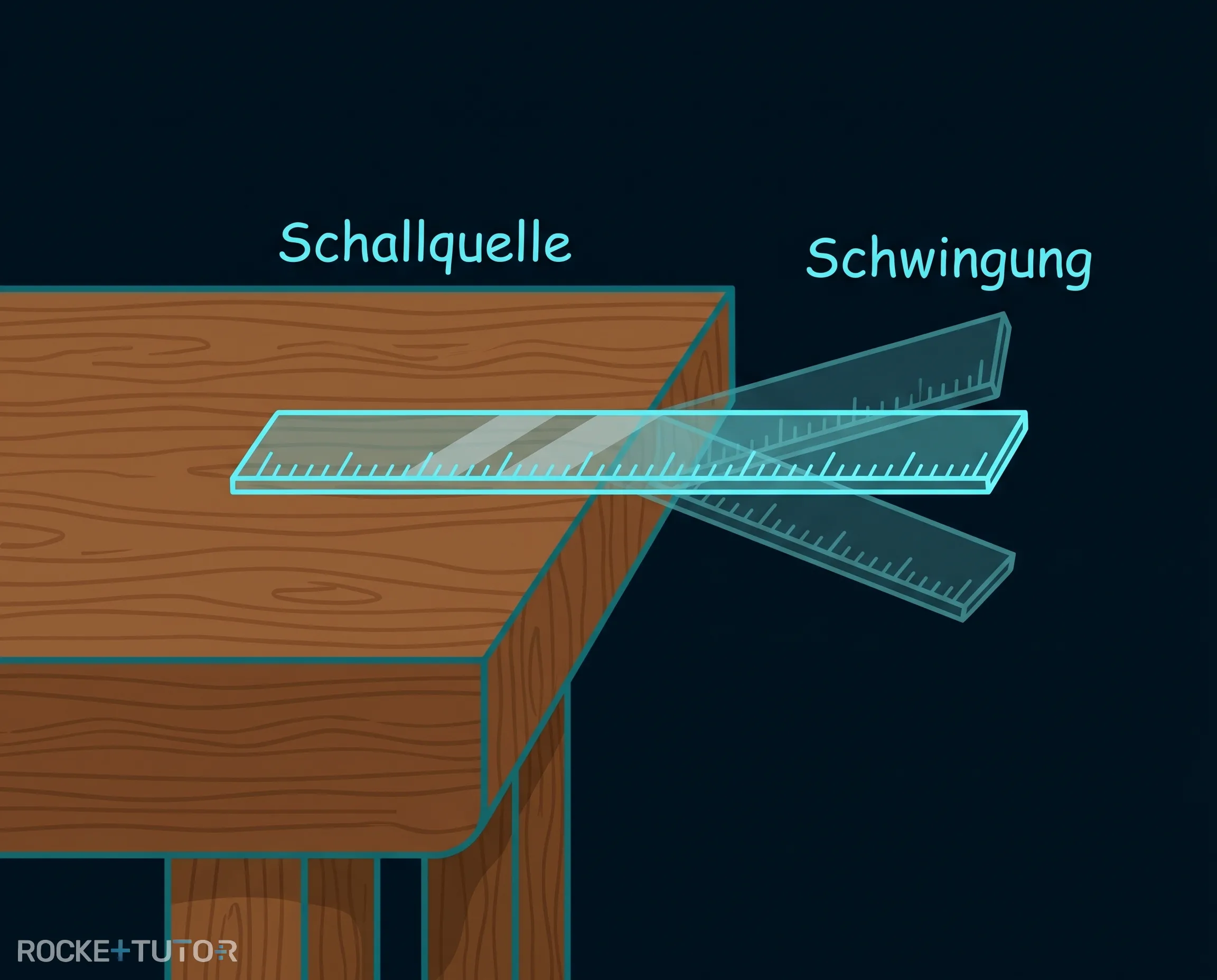 Schwingendes Lineal an Tischkante