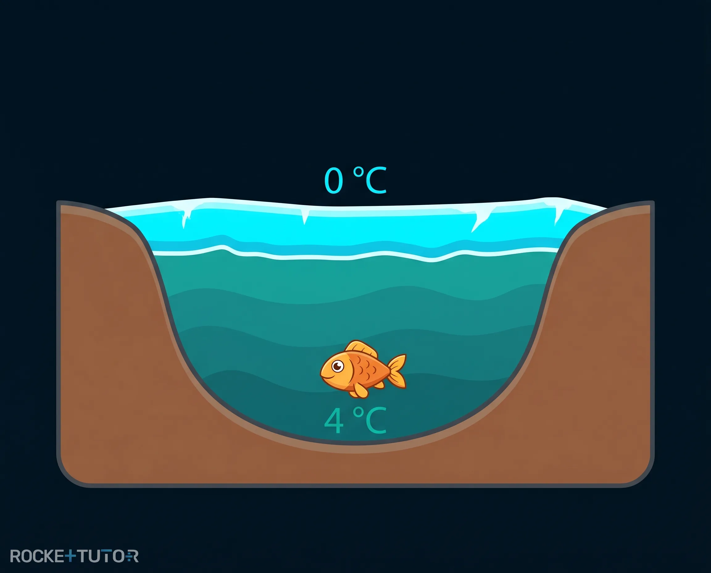 See im Winter mit Fischen