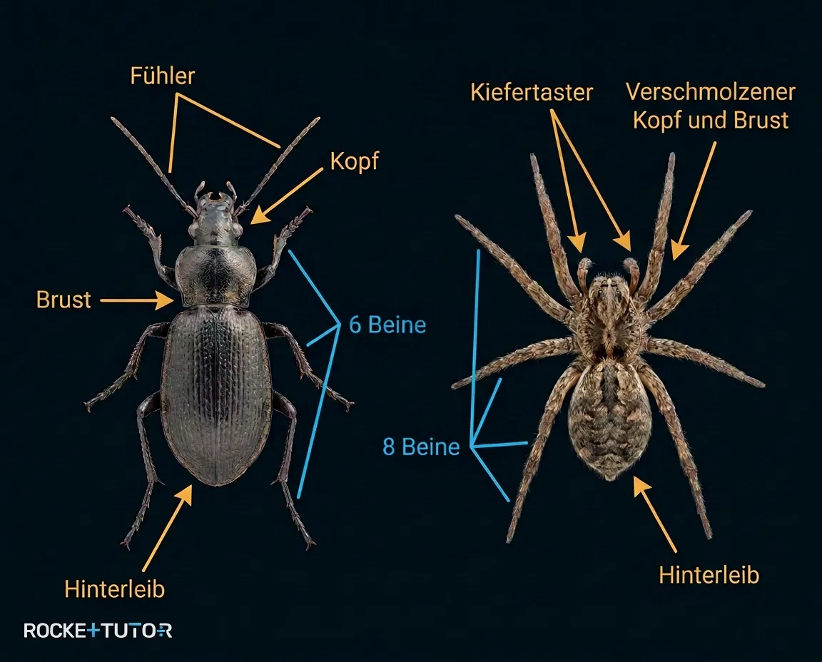 Vergleich Insekt und Spinne